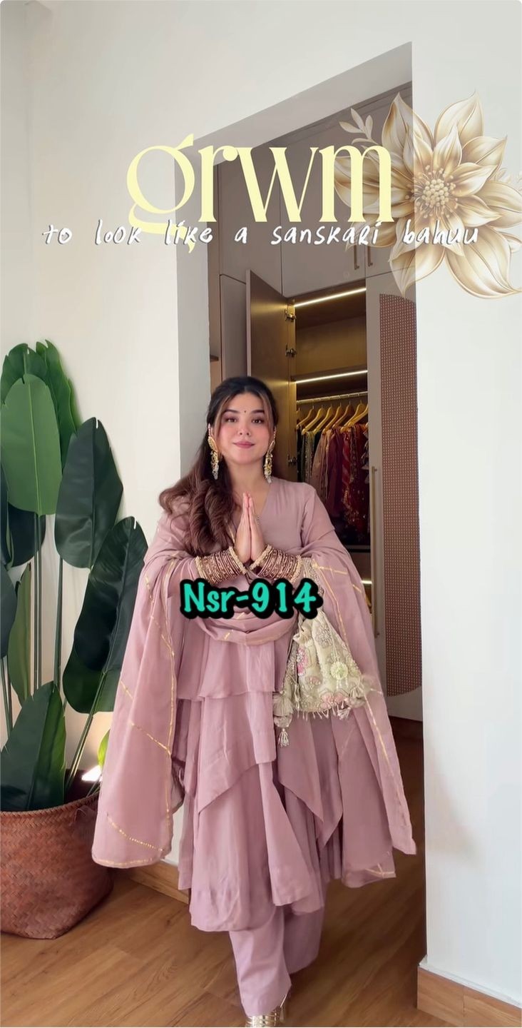 NSR-914 Mal Chanderi Designer Gown Sharara Palazzo Suit Set