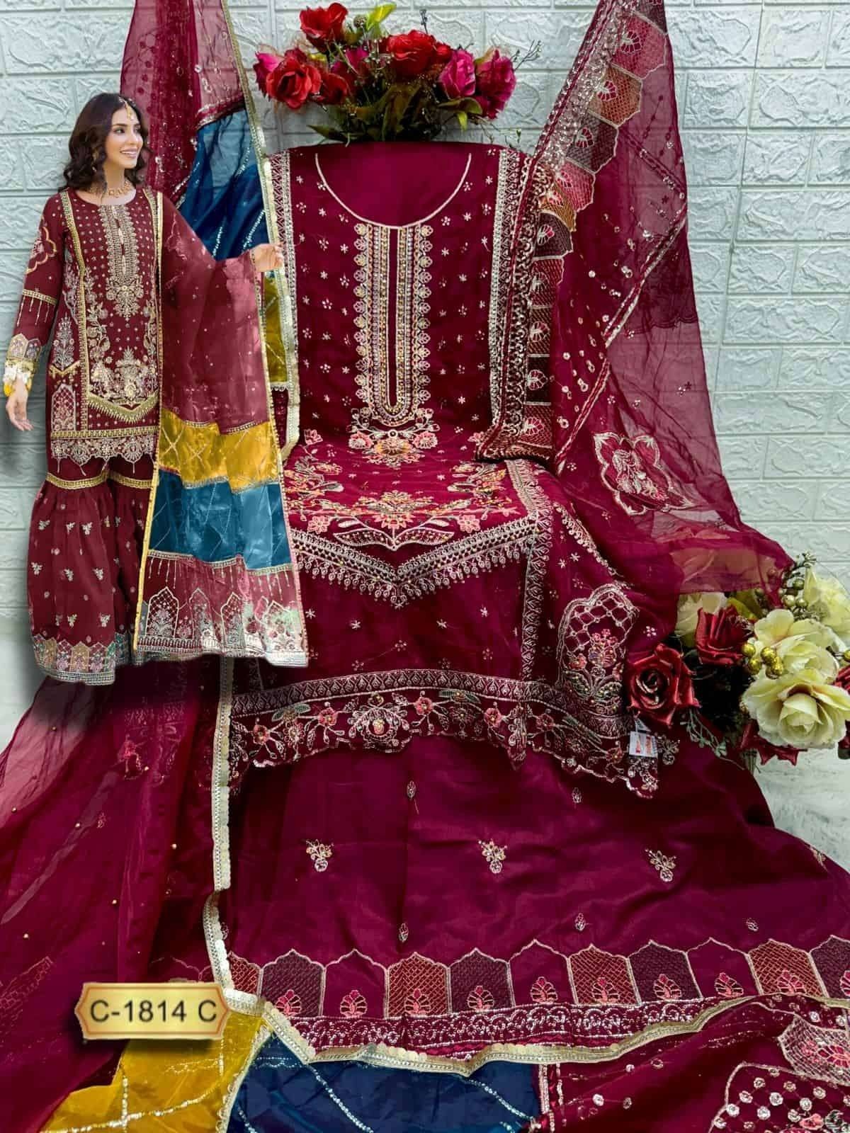 FEPIC Rosemeen 1814 Embroidered Organza Suit Set