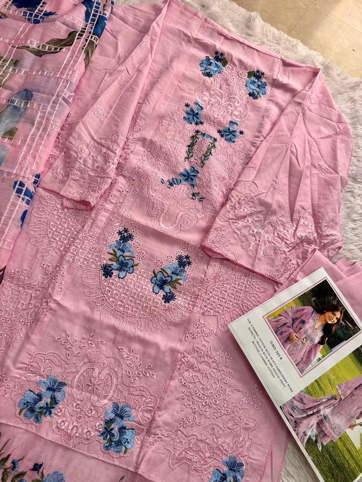 Imrozia Studio 505 A B Cambric Cotton Embroidered Suit Set