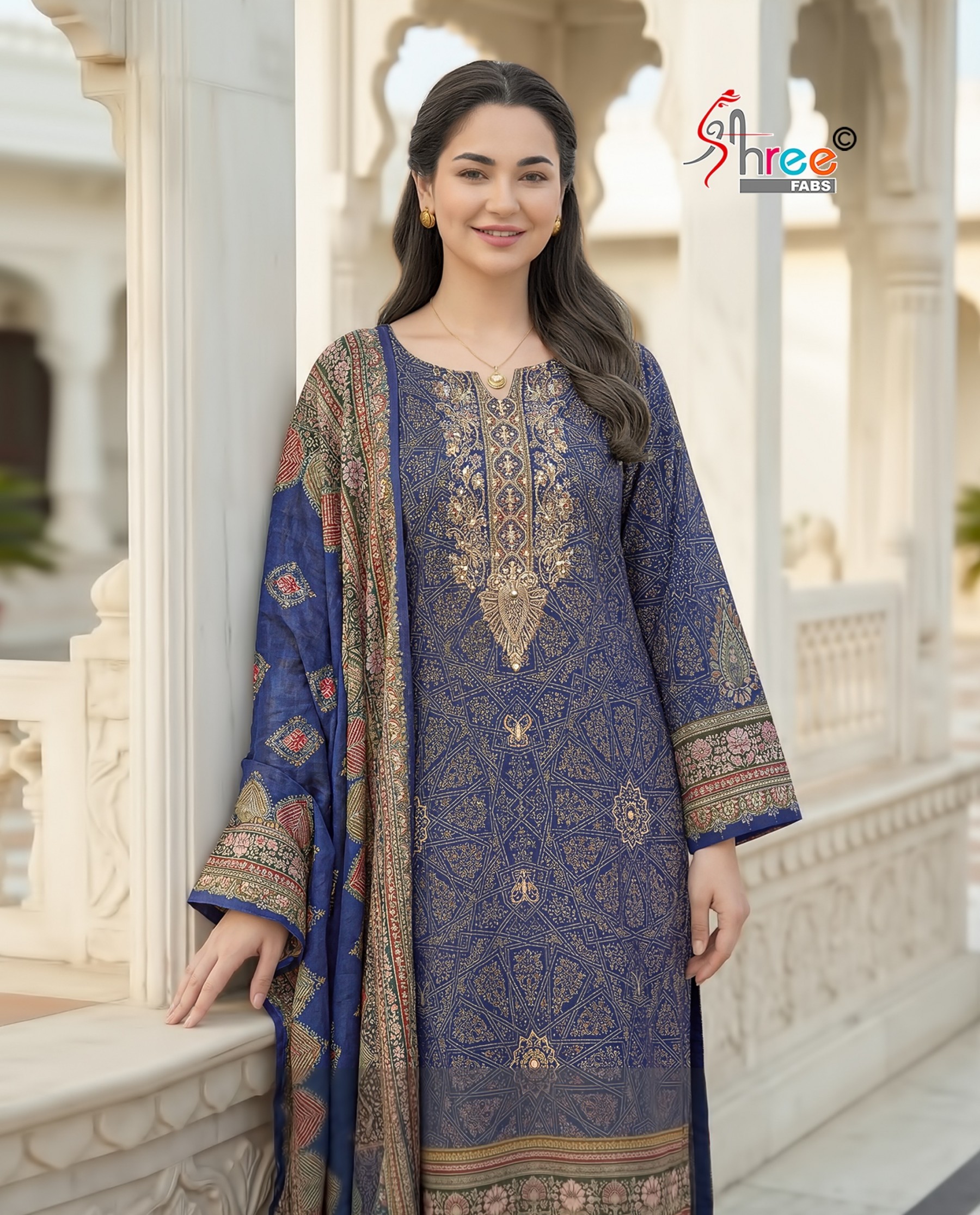 KT-373 & KT-382 Pure Viscose Maslin Digital Print Handwork Suit Set