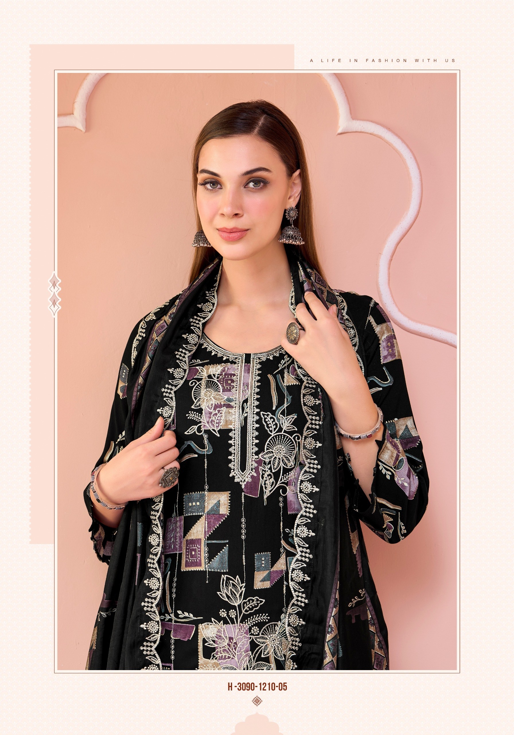 Alok Suit | Crystal Black | Premium Designer Collection | 6 Pcs