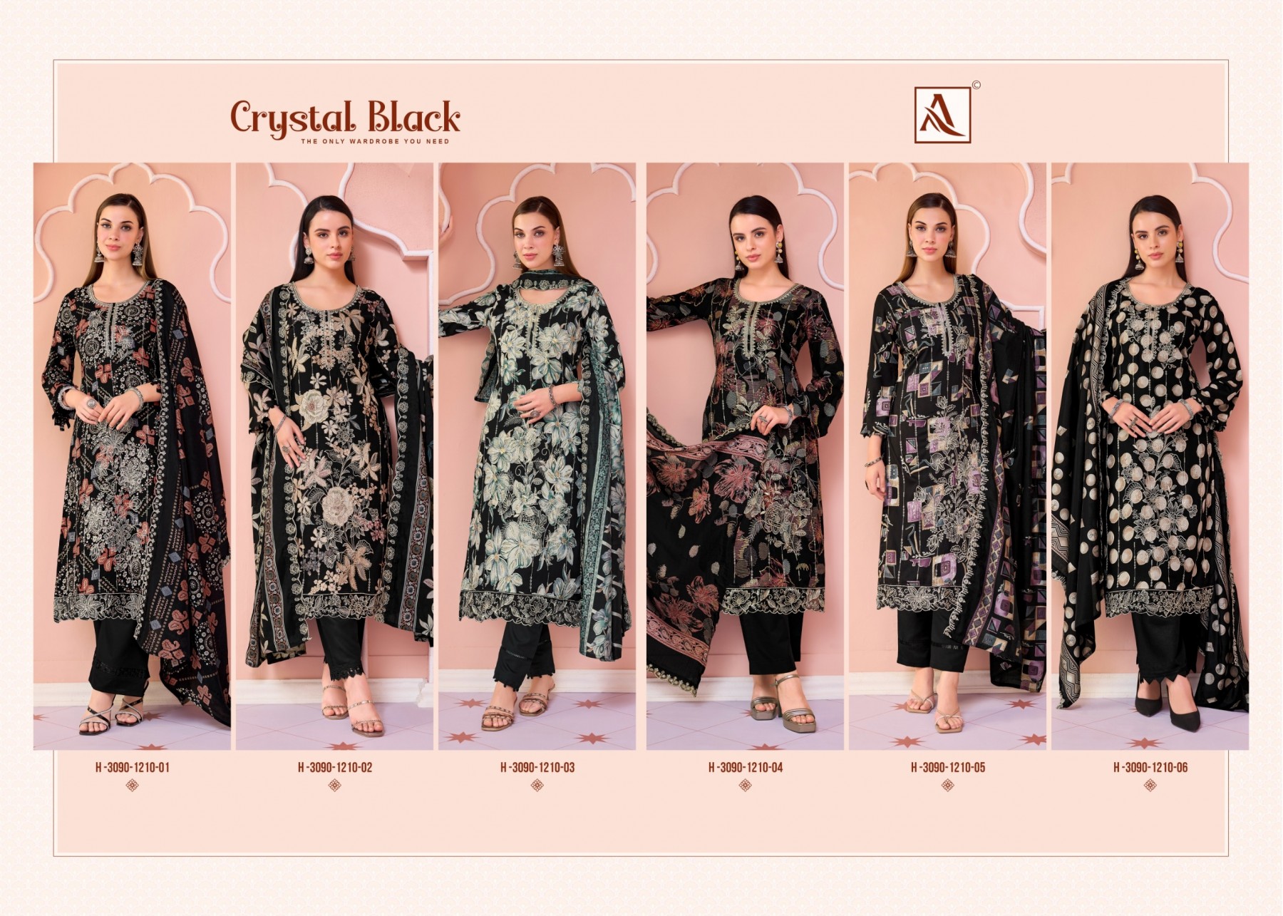 Alok Suit | Crystal Black | Premium Designer Collection | 6 Pcs