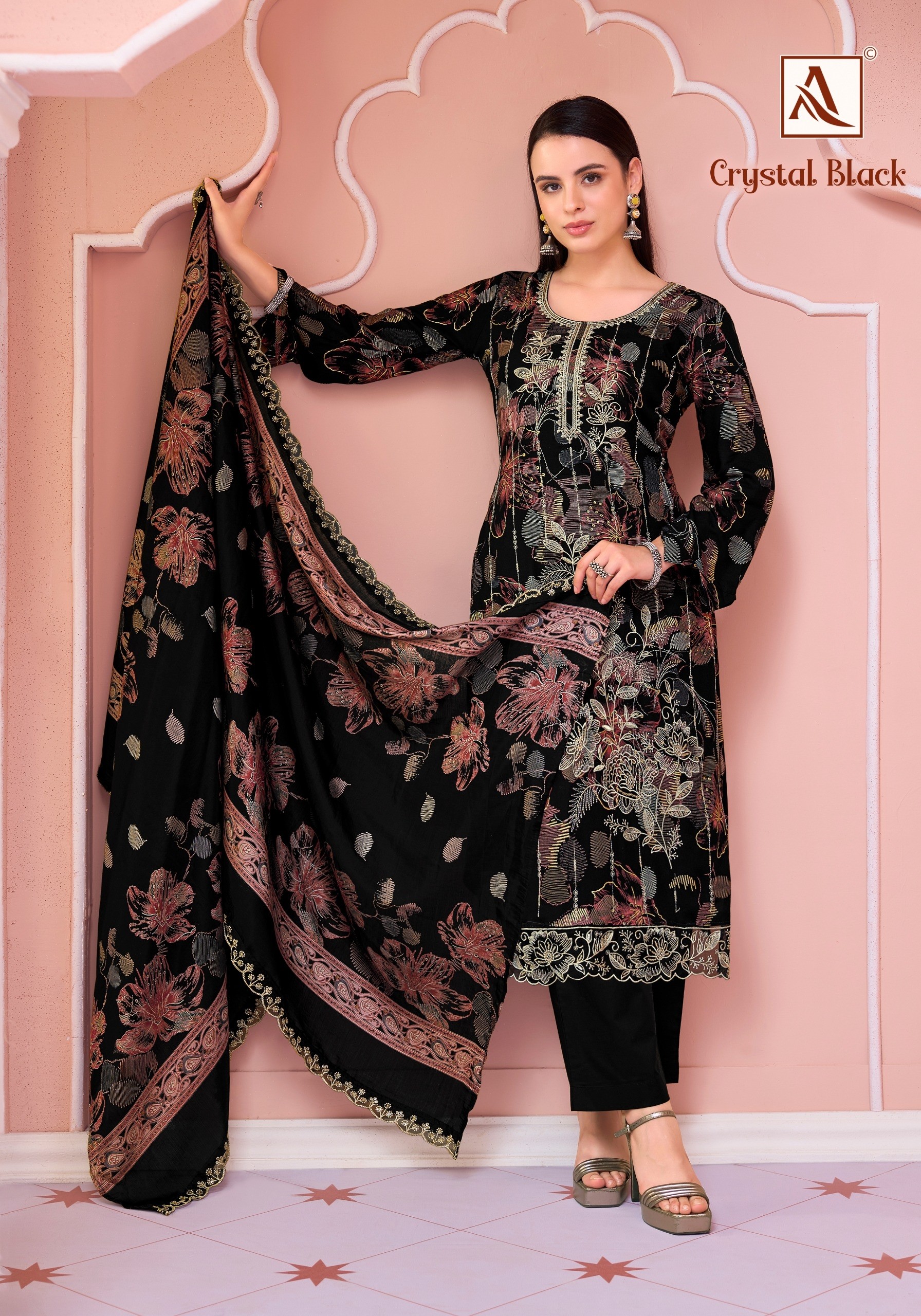 Alok Suit | Crystal Black | Premium Designer Collection | 6 Pcs