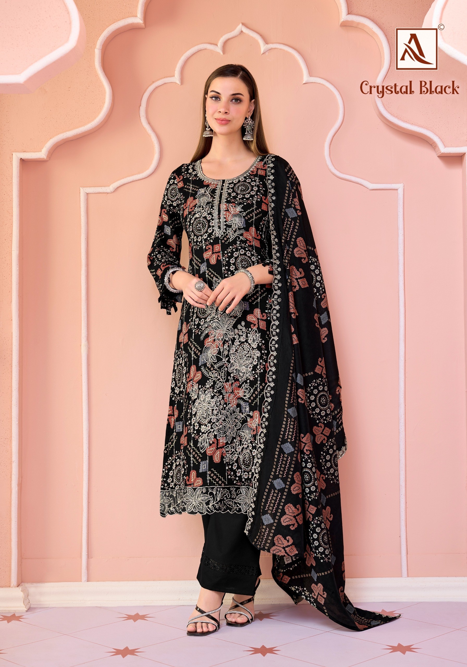 Alok Suit | Crystal Black | Premium Designer Collection | 6 Pcs