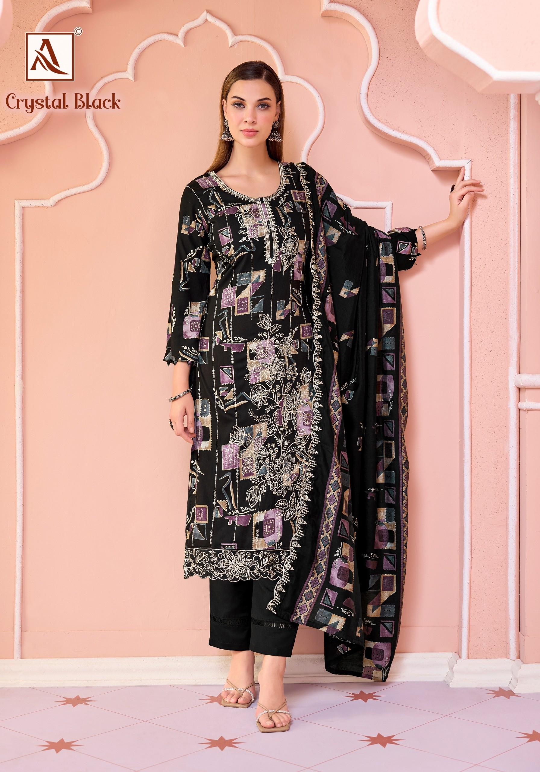 Alok Suit | Crystal Black | Premium Designer Collection | 6 Pcs
