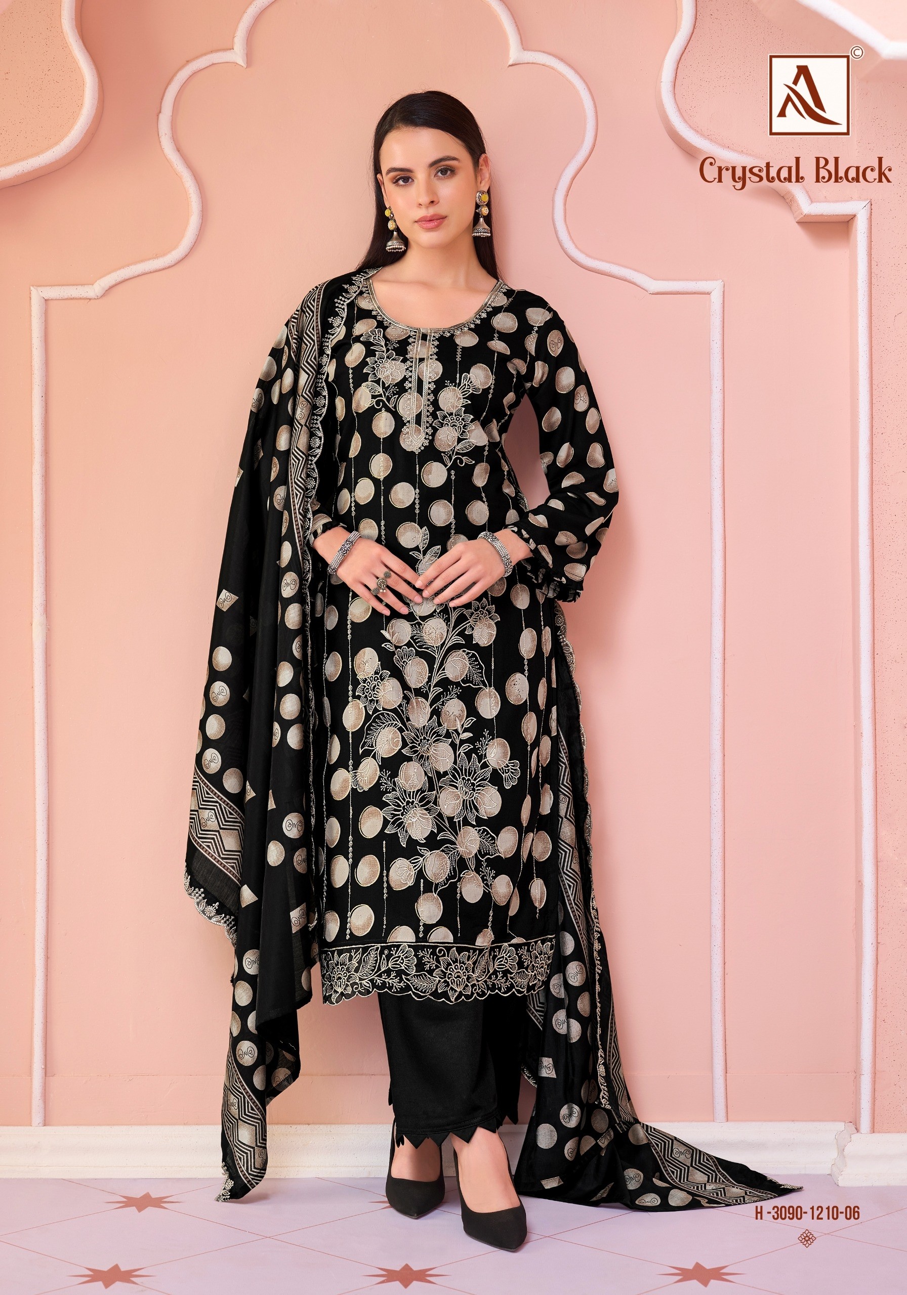 Alok Suit | Crystal Black | Premium Designer Collection | 6 Pcs