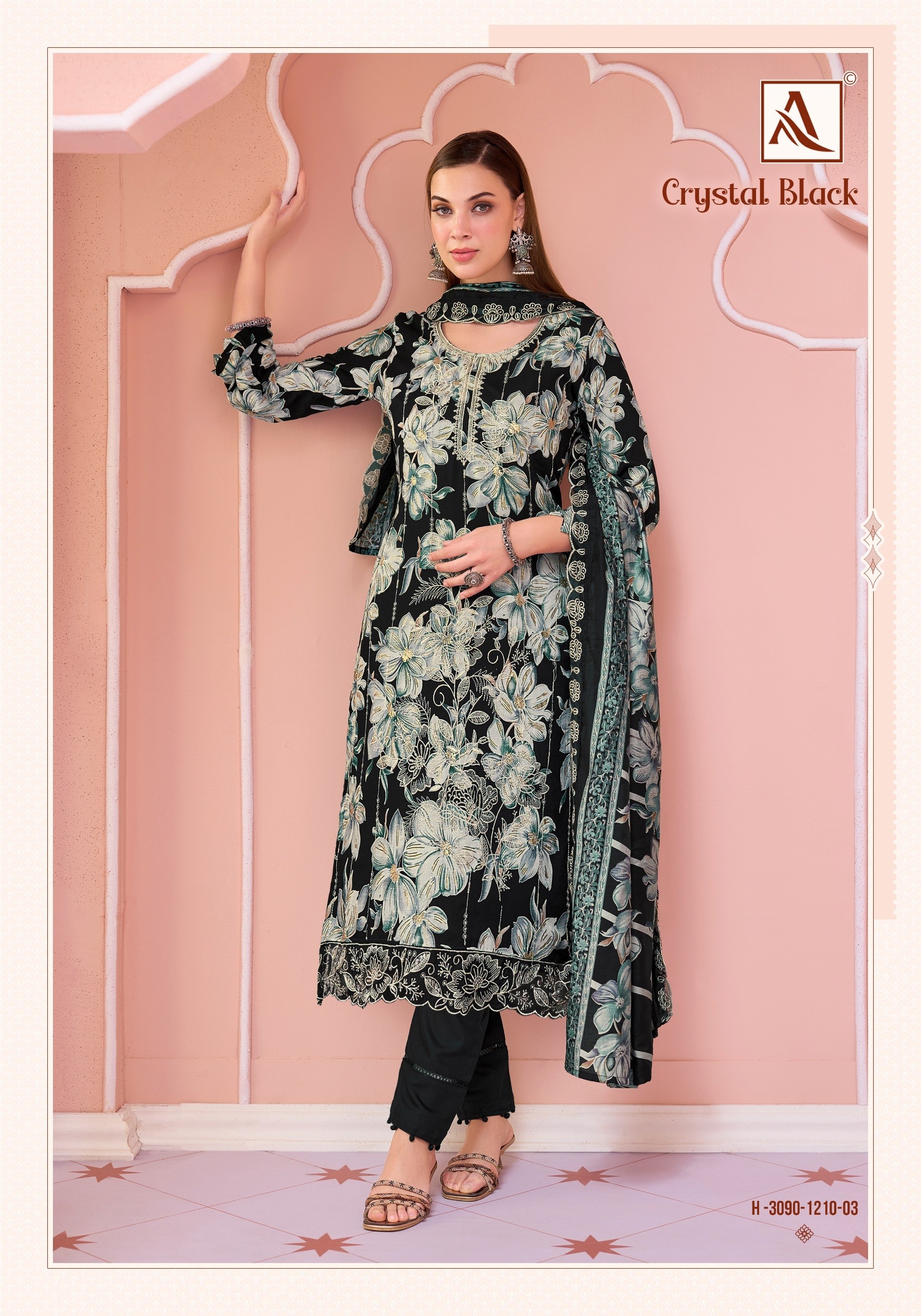 Alok Suit | Crystal Black | Premium Designer Collection | 6 Pcs