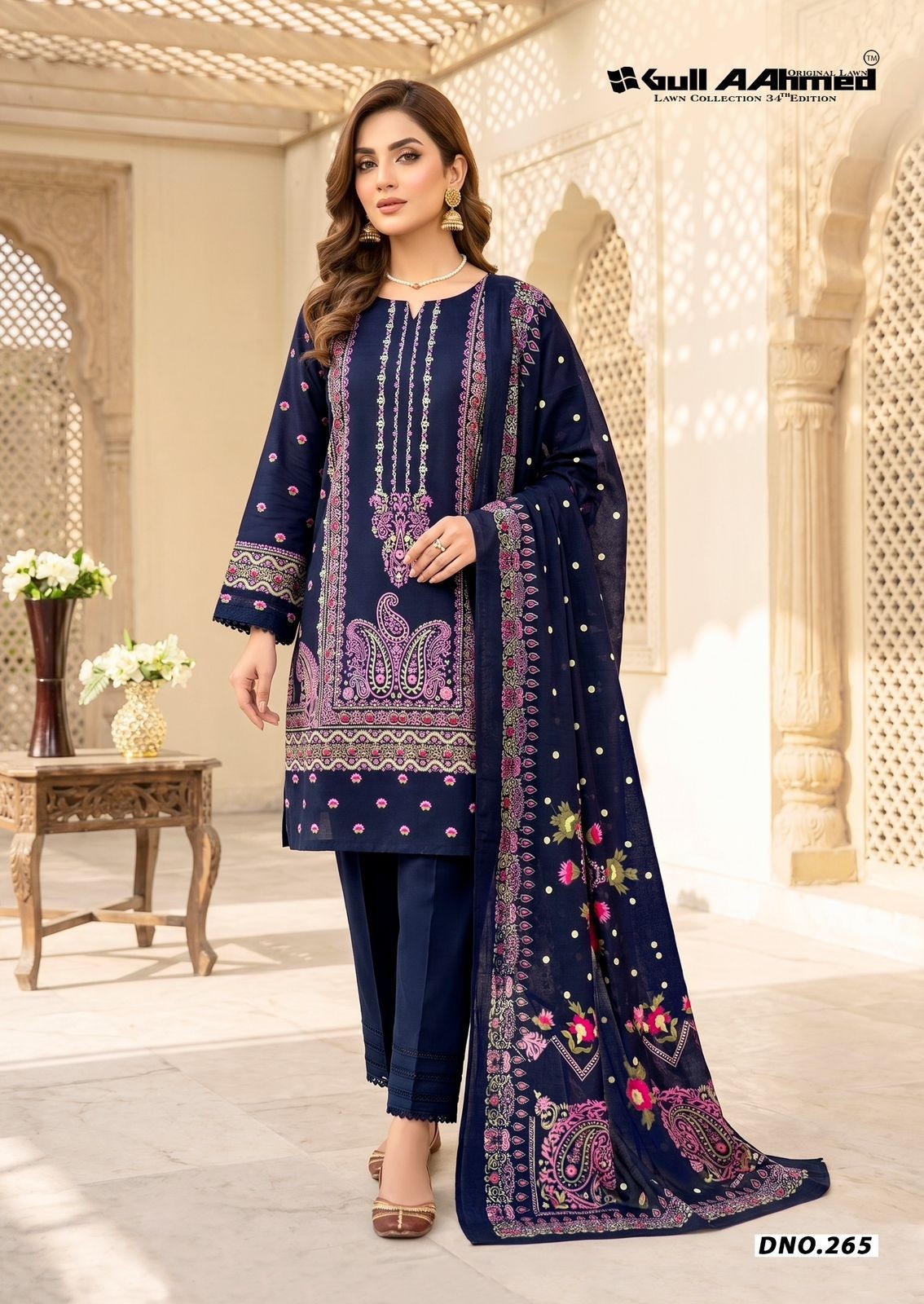 GulAhmed Vol 34 Pure Cambridge Cotton Suit Collection with Mal Mal Dupatta Pakistani Suit Full Set Wholesale Price 
