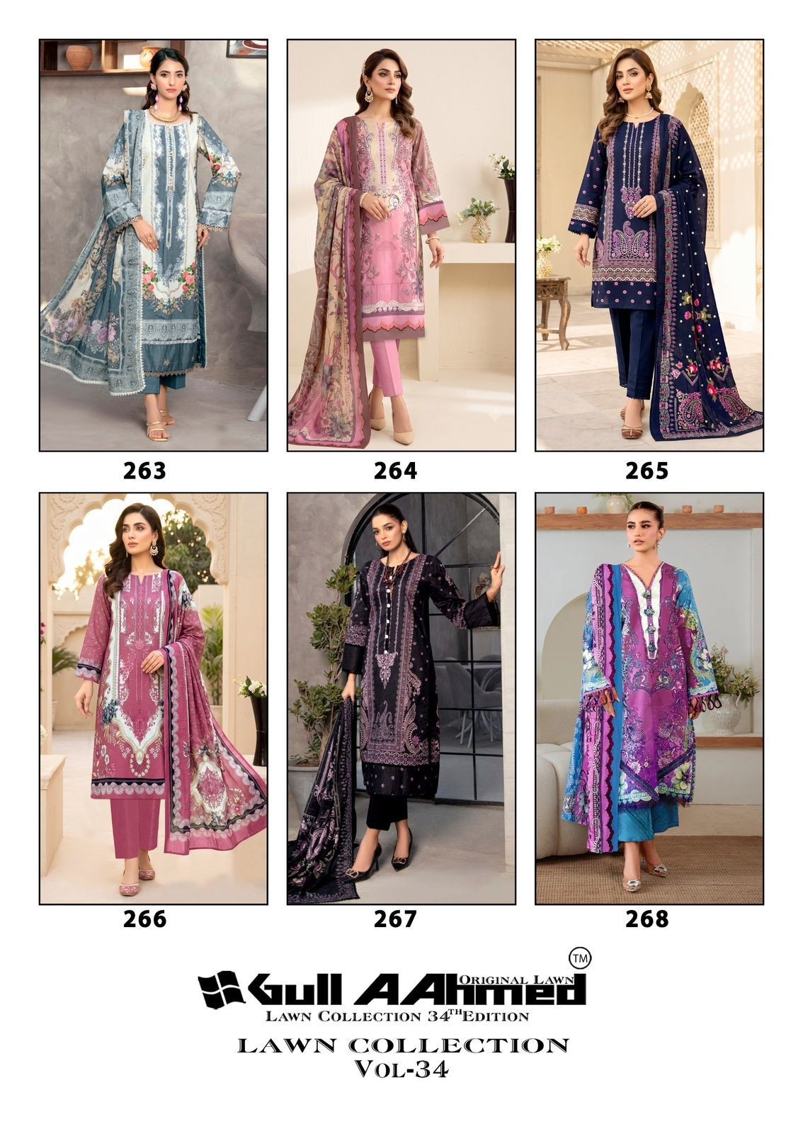 GulAhmed Vol 34 Pure Cambridge Cotton Suit Collection with Mal Mal Dupatta Pakistani Suit Full Set Wholesale Price 