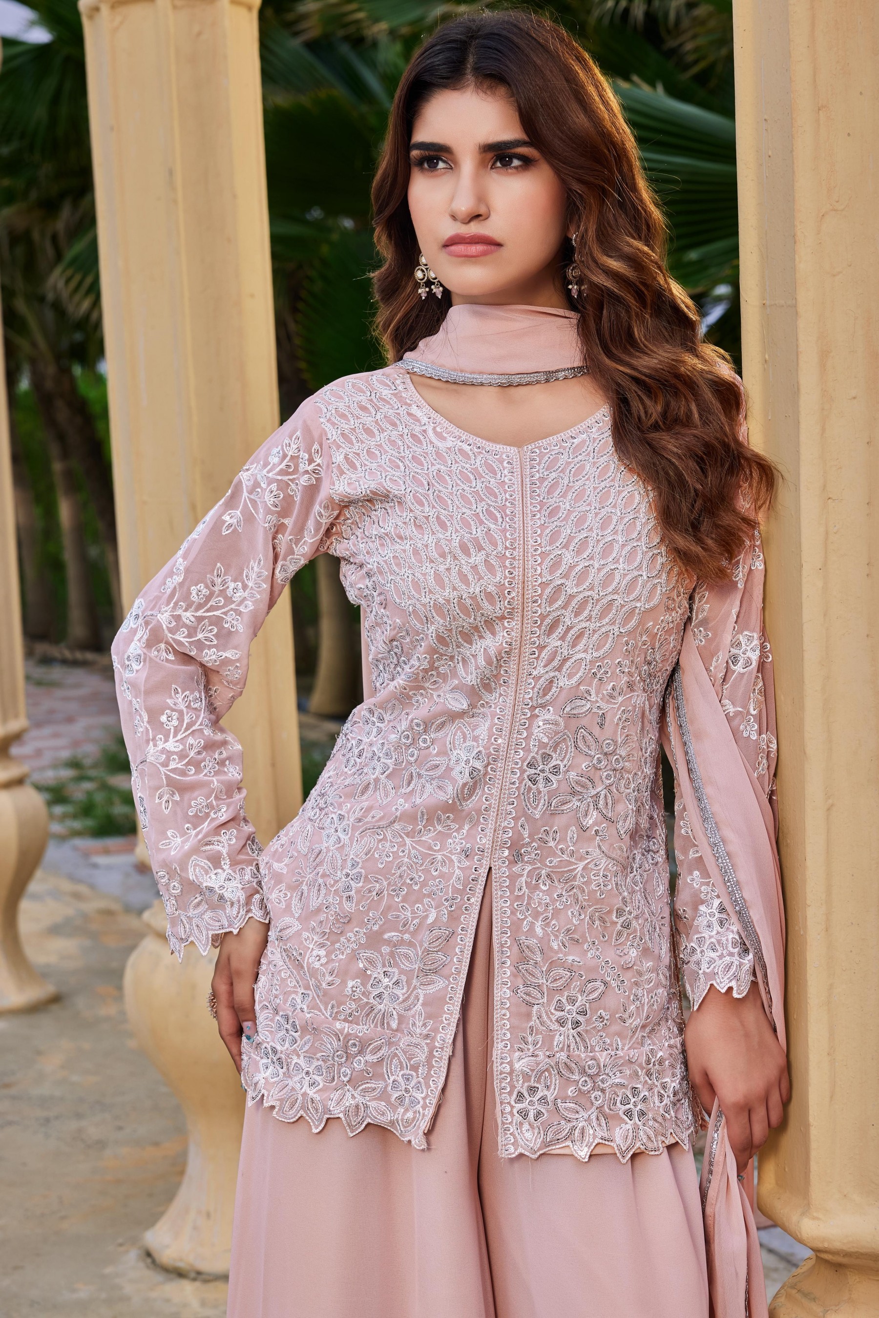 AD245 | Heavy Faux Georgette | 3mm Sequence & Cutwork | Ready to Wear