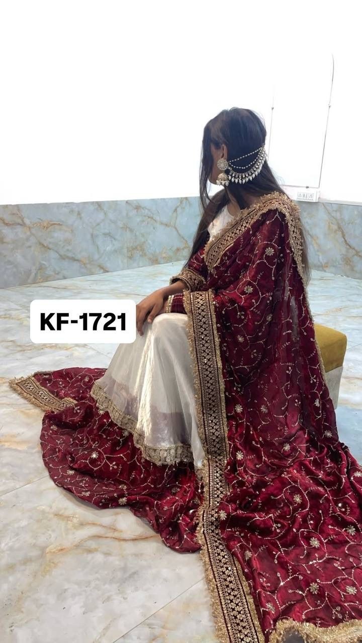 KF-1721 | Burberry Chiffon | Heavy Embroidery & Sequence | Designer Gown