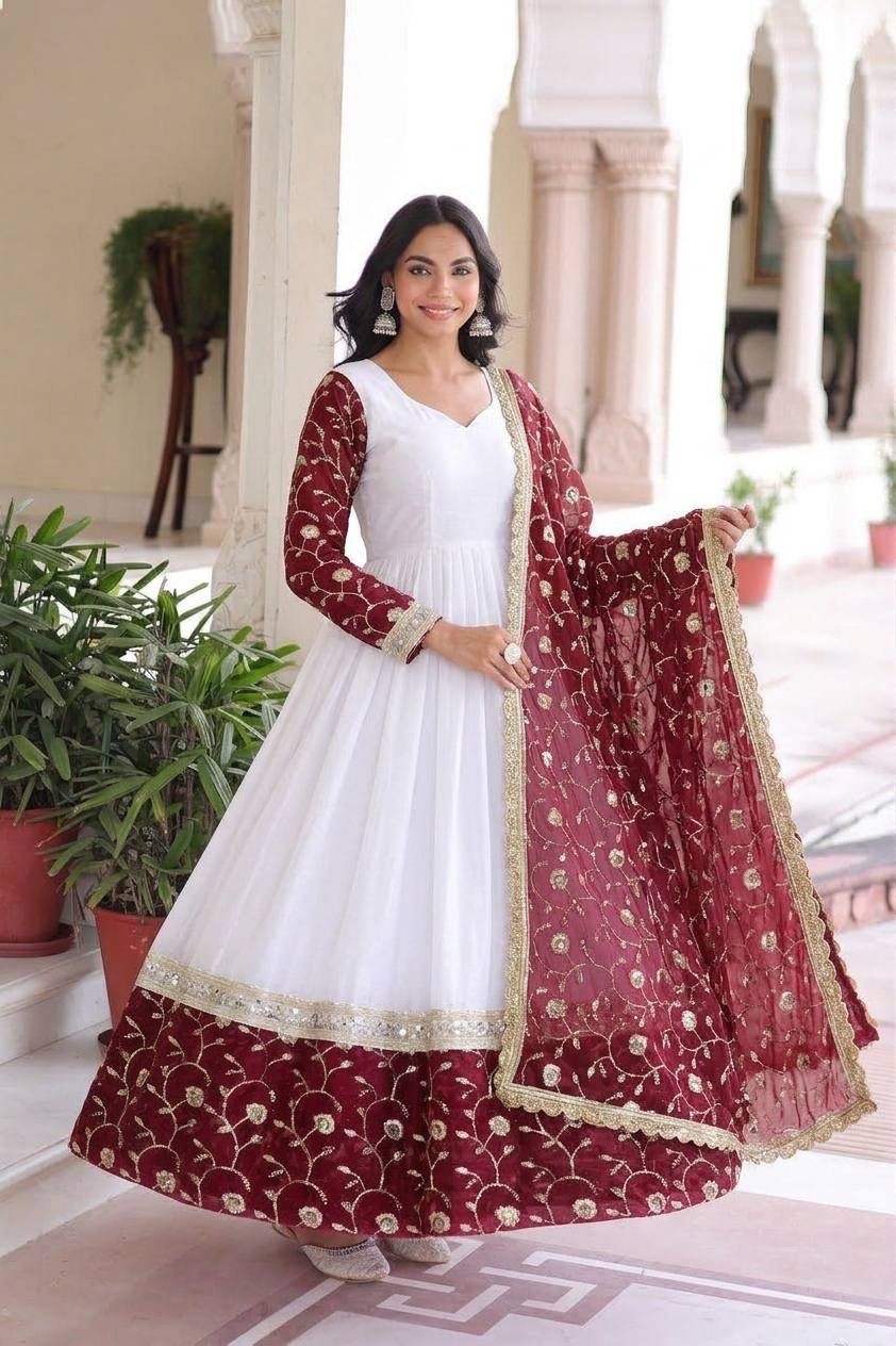KF-1721 | Burberry Chiffon | Heavy Embroidery & Sequence | Designer Gown