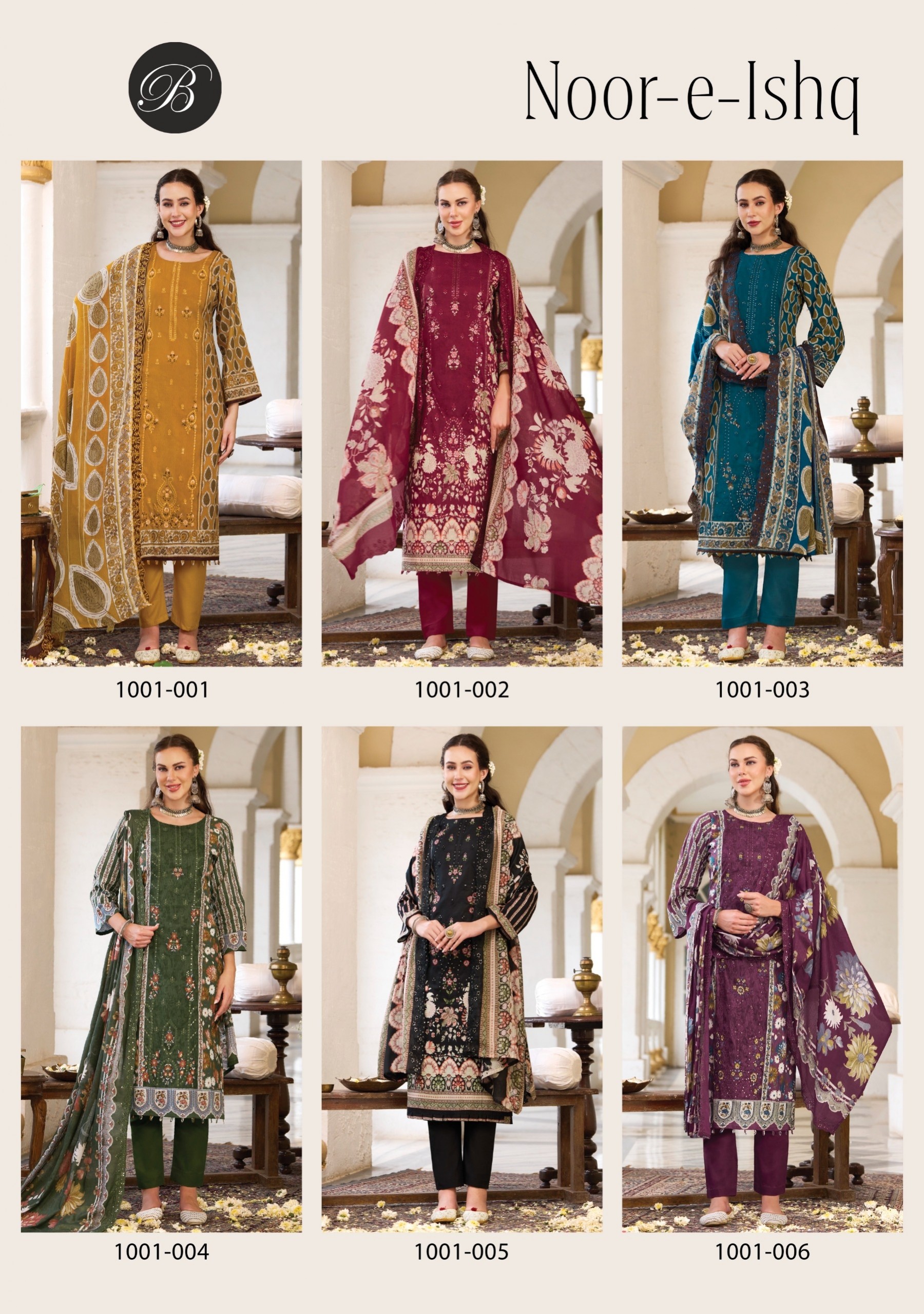Noor E Ishq by Belliza Pure Cotton Heavy Embroidered Festive Pakistani Suit Full Set Wholesale Price 
