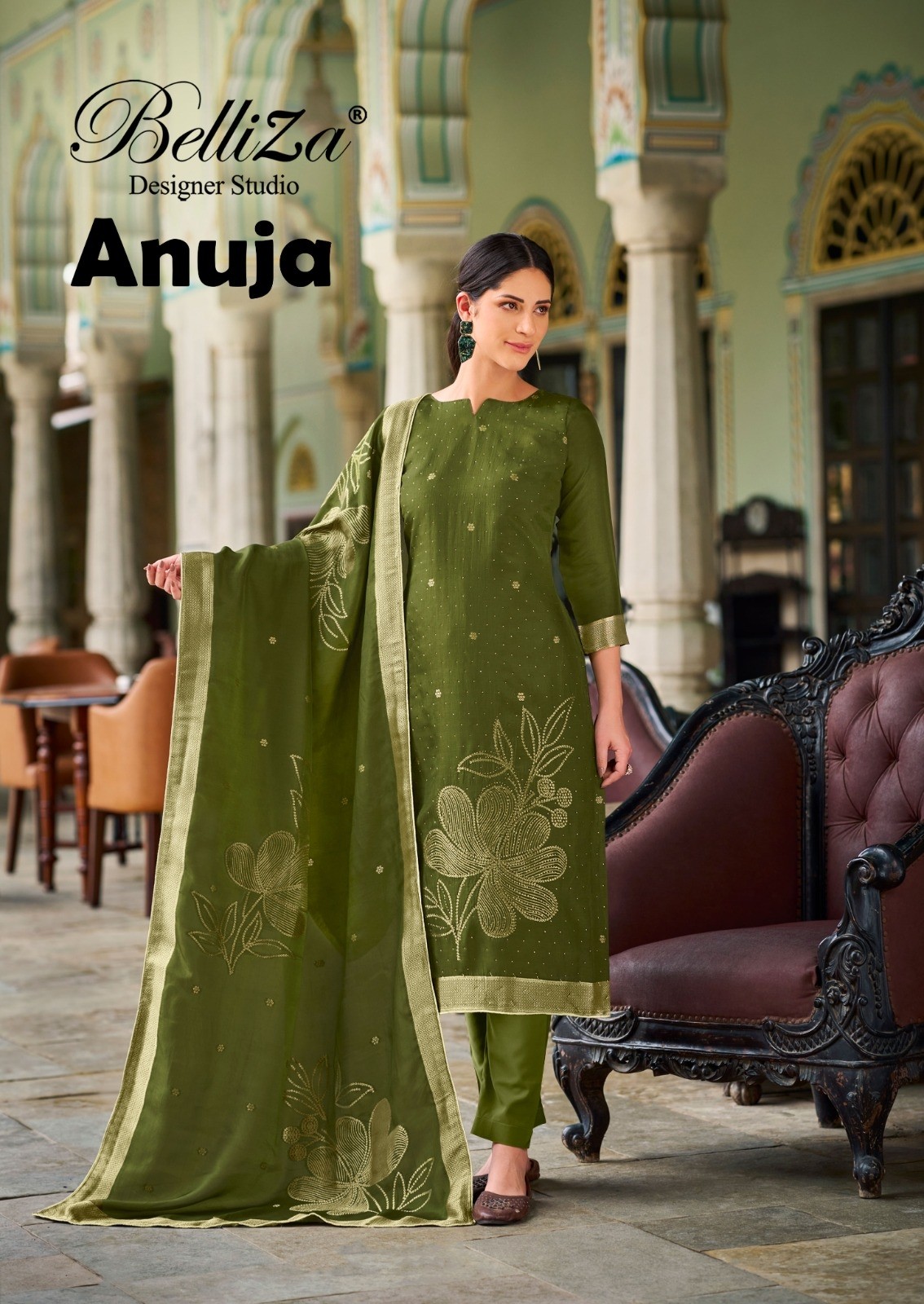 Anuja | Belliza | Viscose Dola Jacquard | Swarovski Work