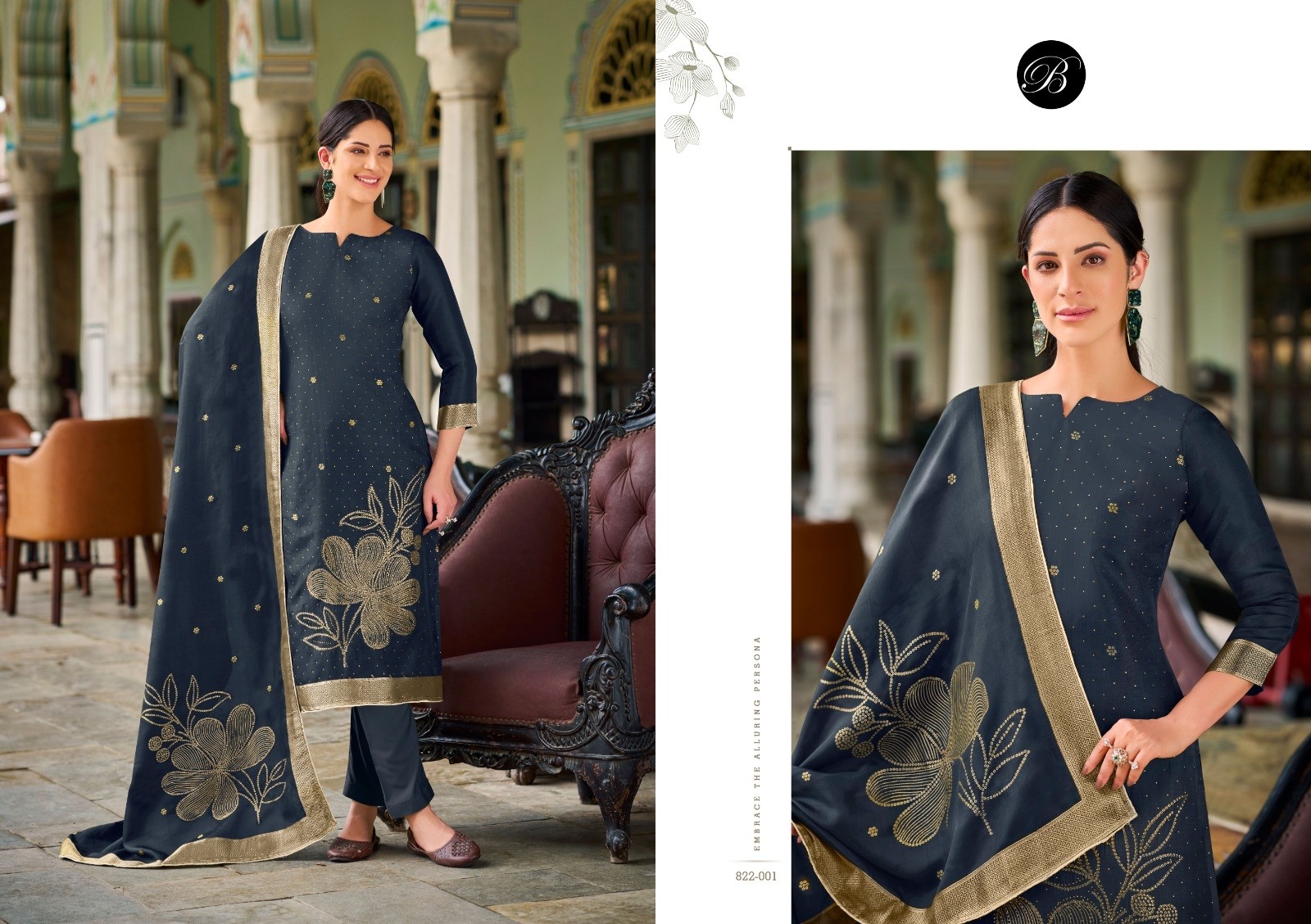Anuja | Belliza | Viscose Dola Jacquard | Swarovski Work