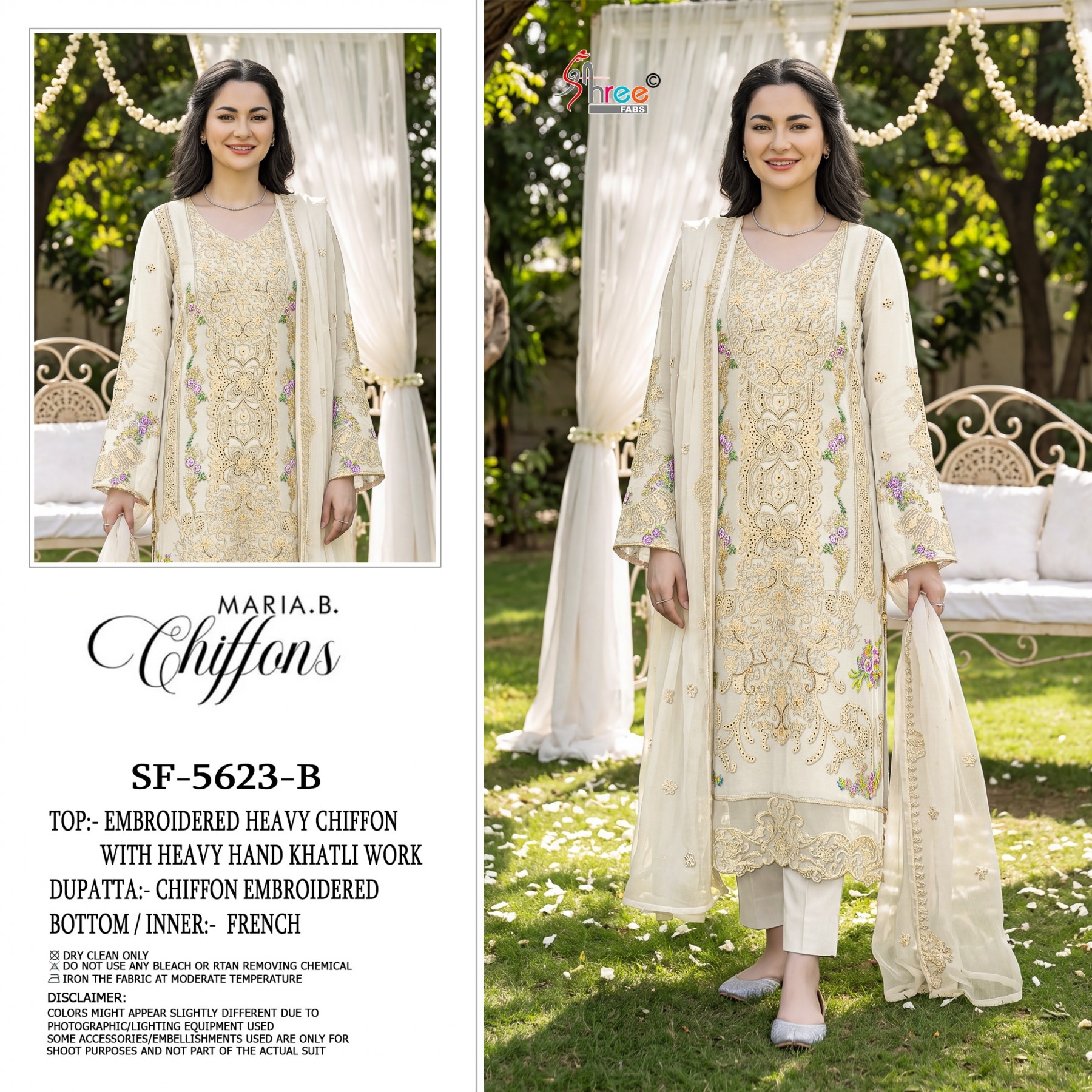 SF-5623 | Heavy Chiffon | Hand Khatli Embroidery