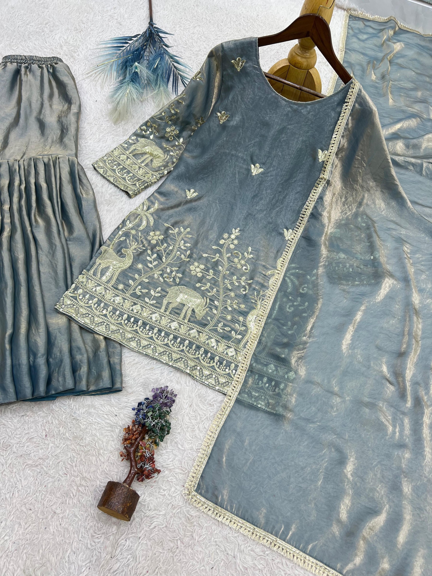 JL-1065 | Pure Frendy Silk | Heavy Embroidery | Designer Sharara