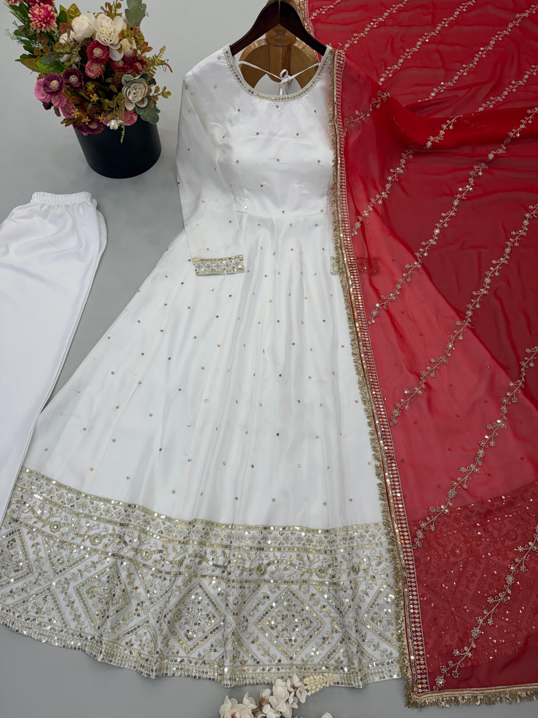 NSR-915 | Heavy Chinon Silk | Embroidery & Sequence | Ready to Wear