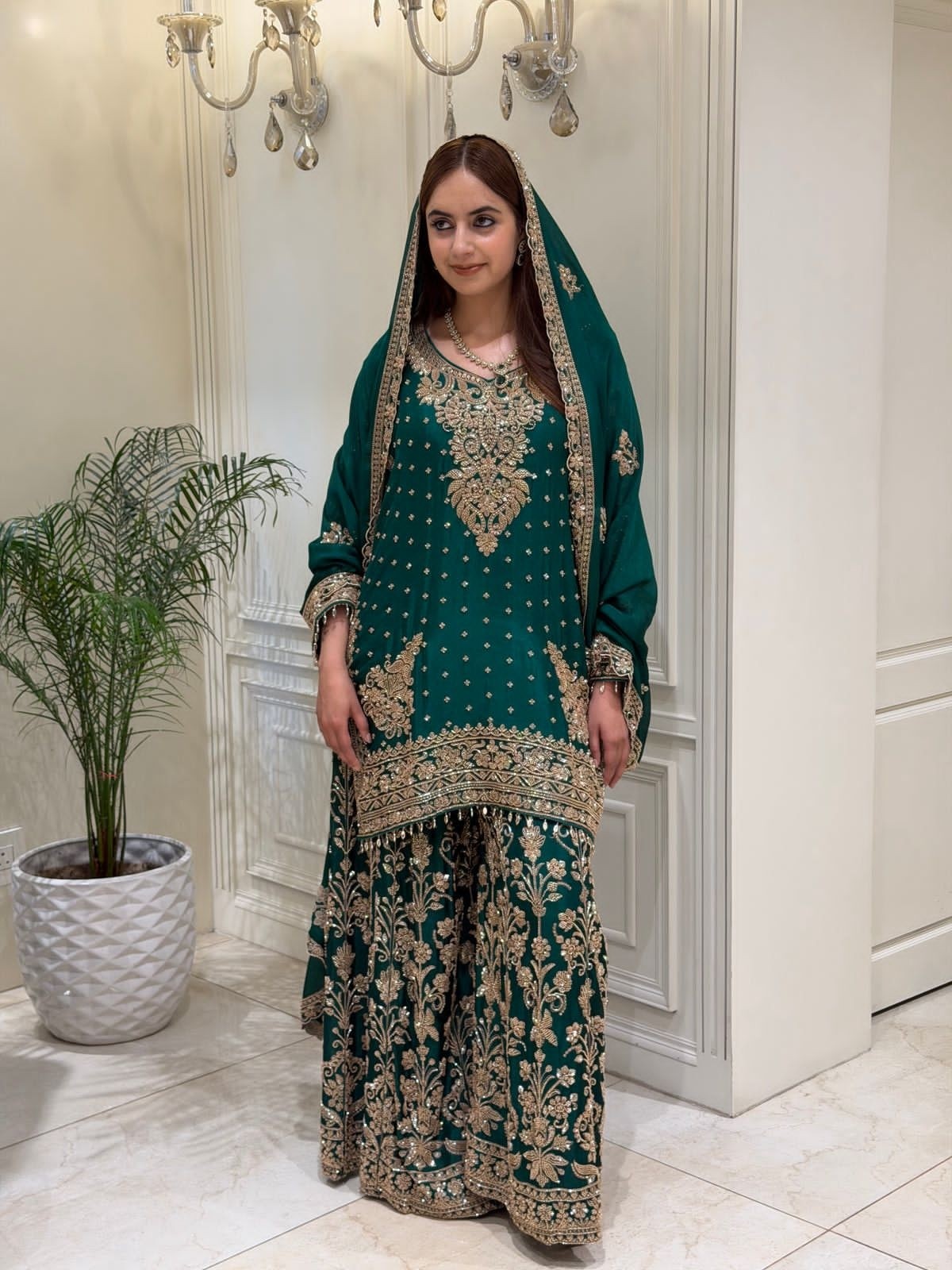 KF-1733 | Heavy Faux Georgette | Mirror & Moti Work | Designer Suit