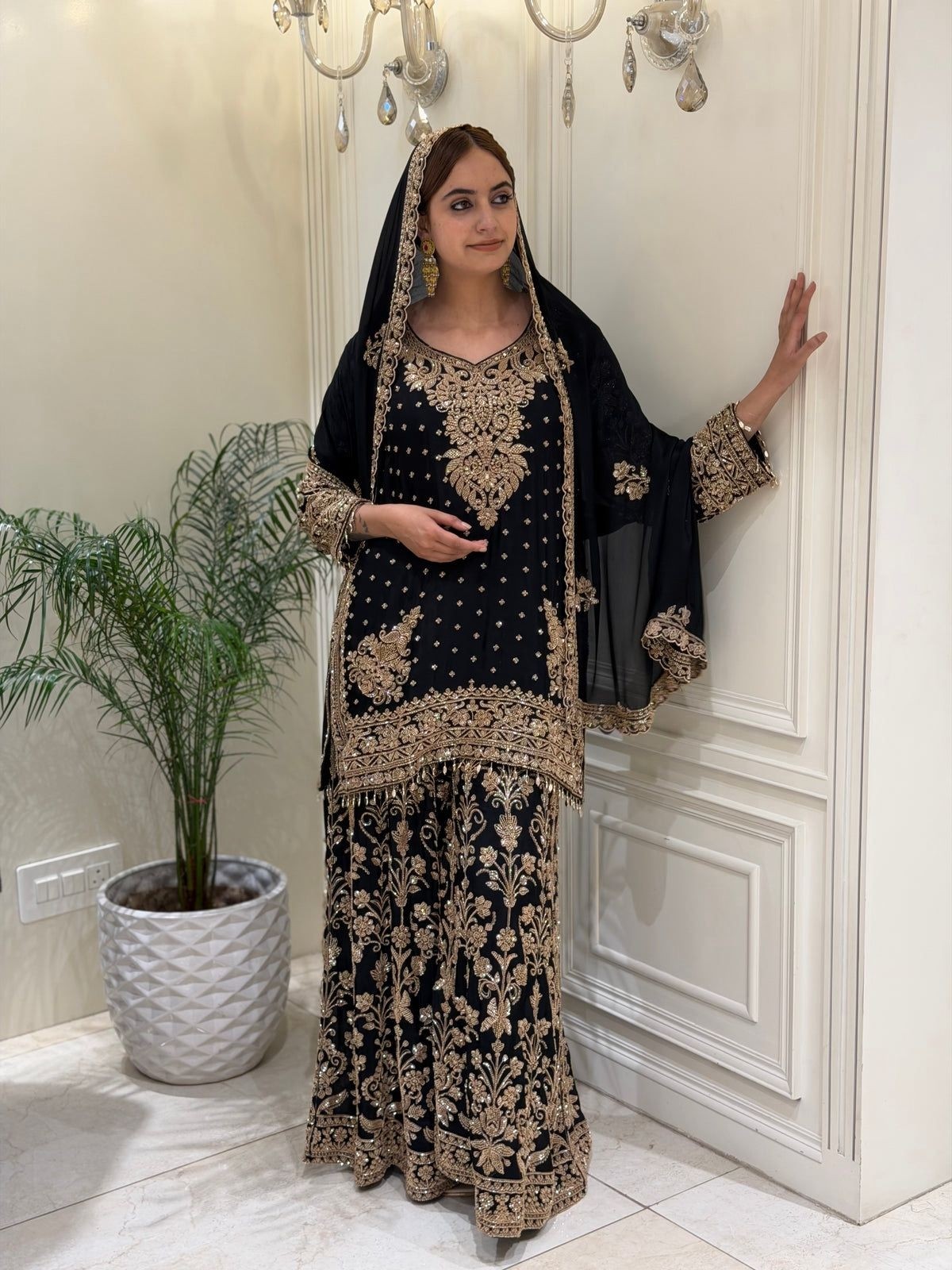 KF-1733 | Heavy Faux Georgette | Mirror & Moti Work | Designer Suit