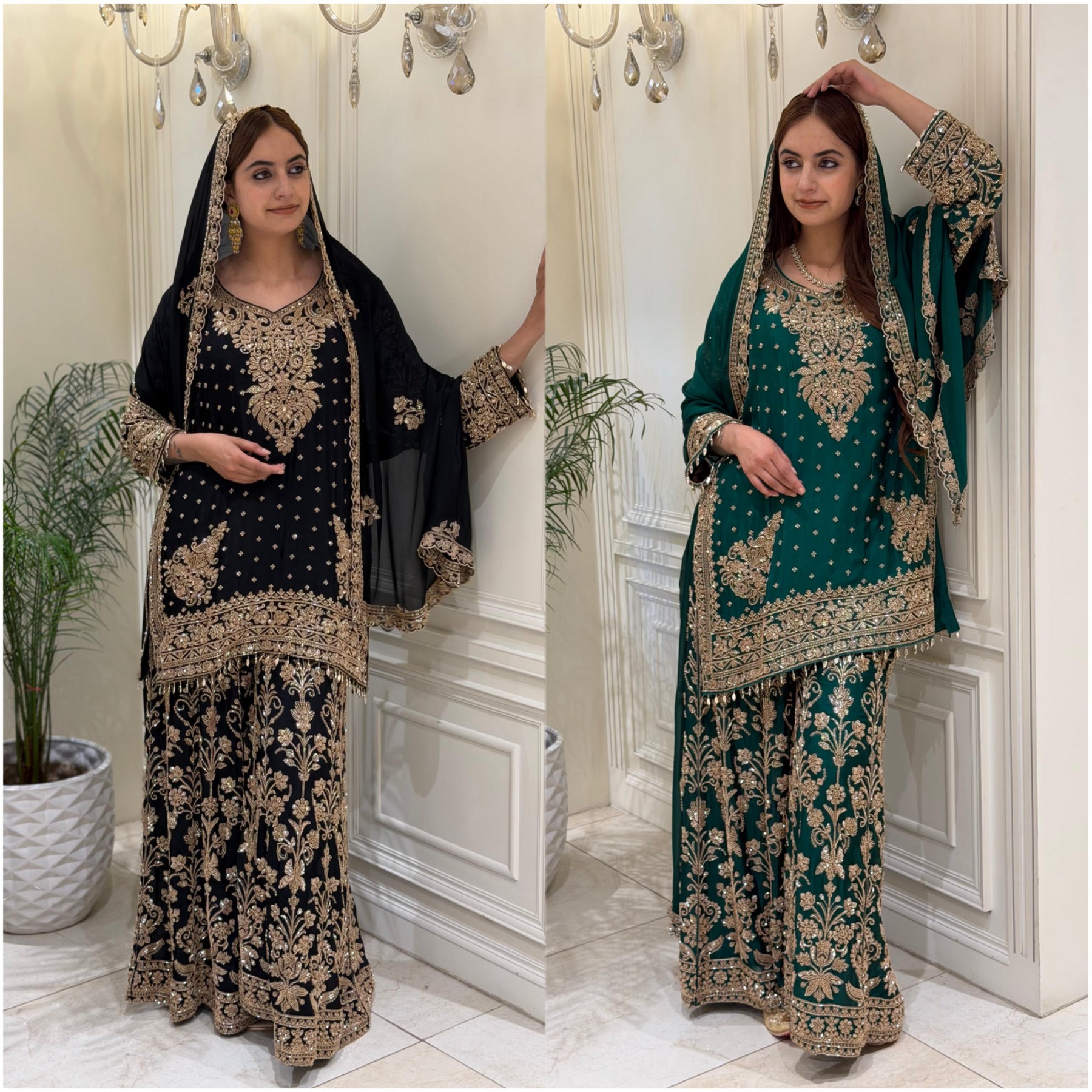 KF-1733 | Heavy Faux Georgette | Mirror & Moti Work | Designer Suit