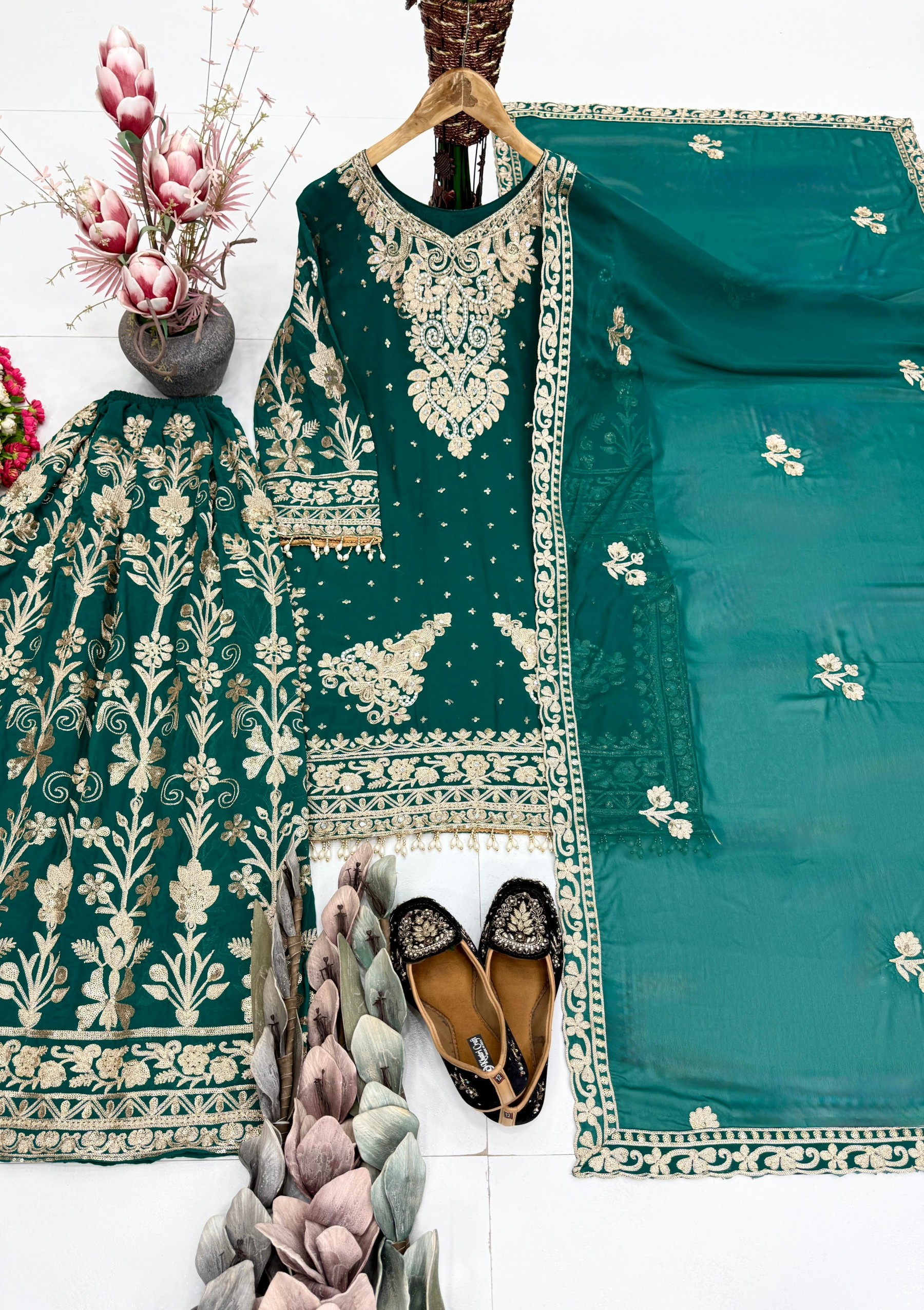 KF-1733 | Heavy Faux Georgette | Mirror & Moti Work | Designer Suit