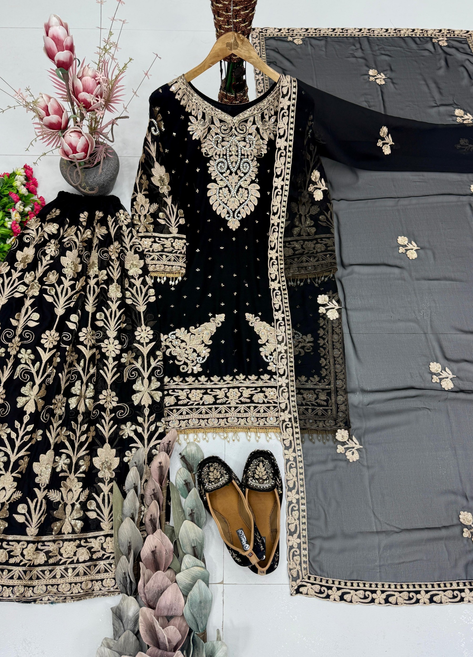 KF-1733 | Heavy Faux Georgette | Mirror & Moti Work | Designer Suit