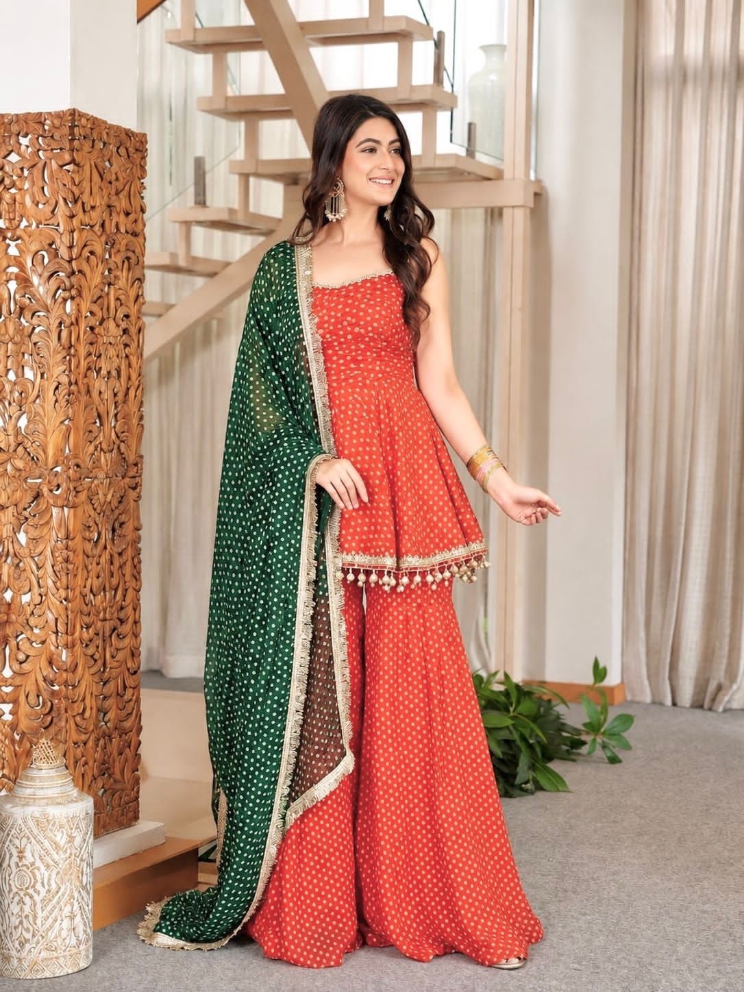JD-651 | Fancy Bandhej Kediya Palazzo Set