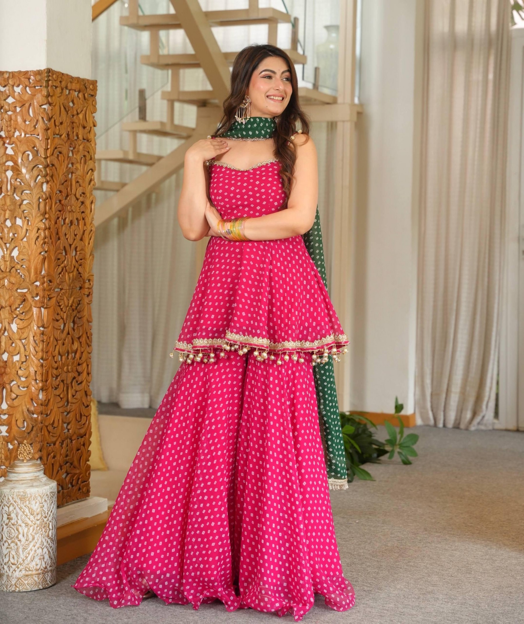 JD-651 | Fancy Bandhej Kediya Palazzo Set