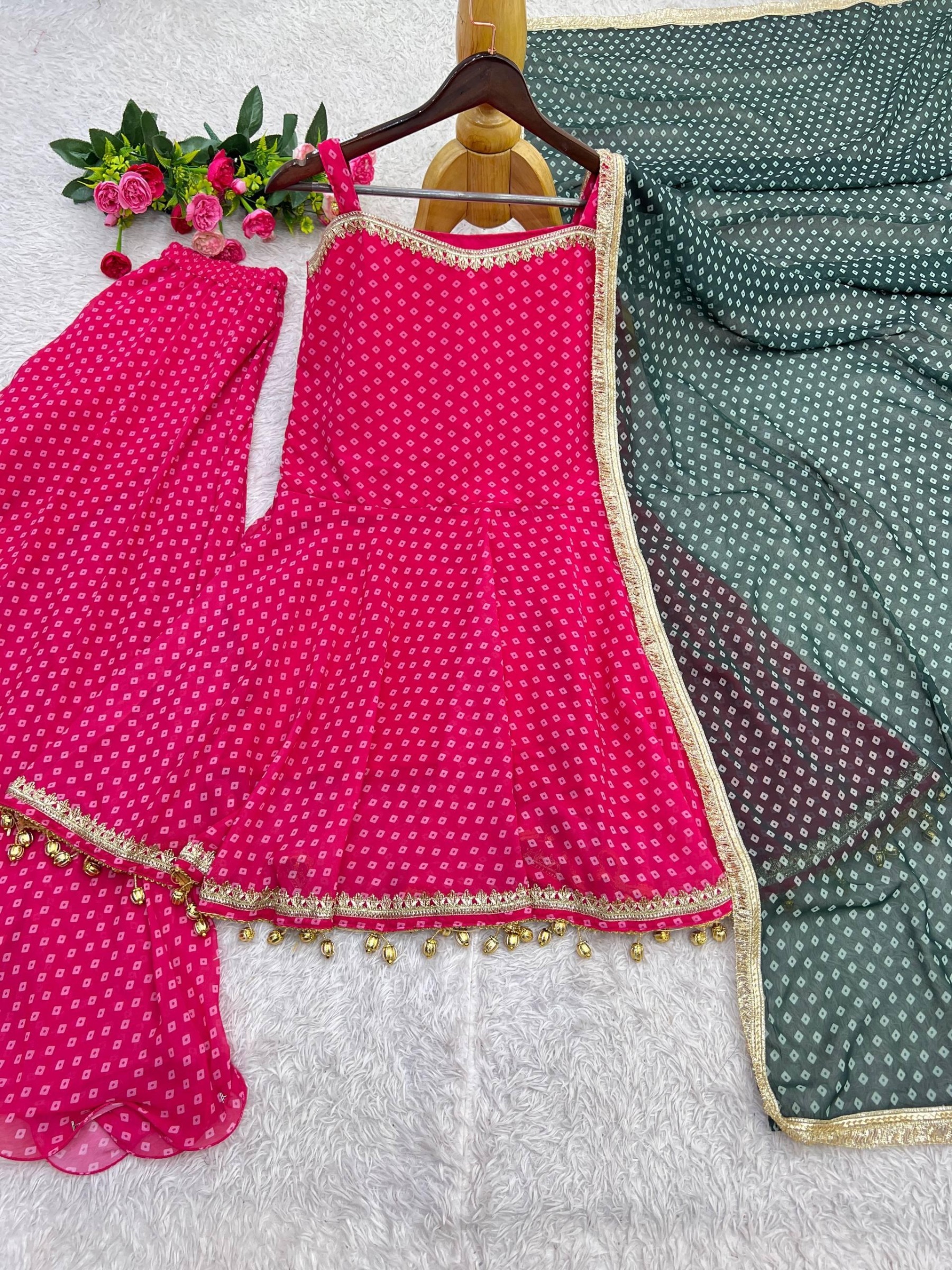 JD-651 | Fancy Bandhej Kediya Palazzo Set