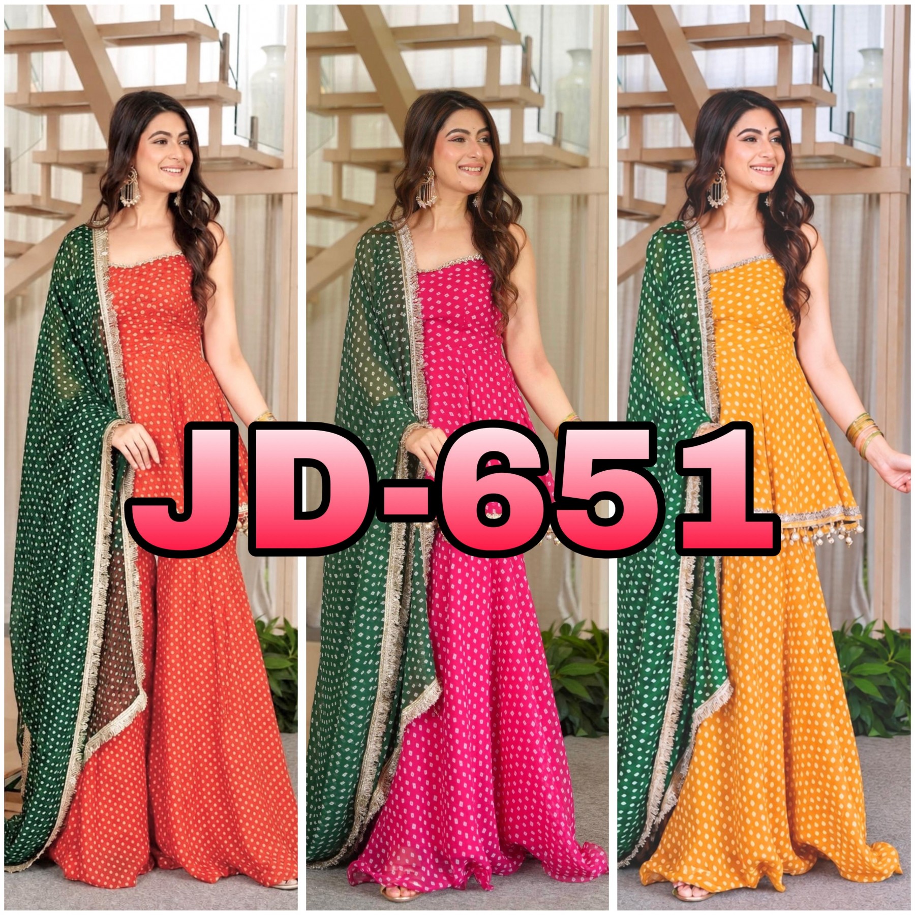 JD-651 | Fancy Bandhej Kediya Palazzo Set