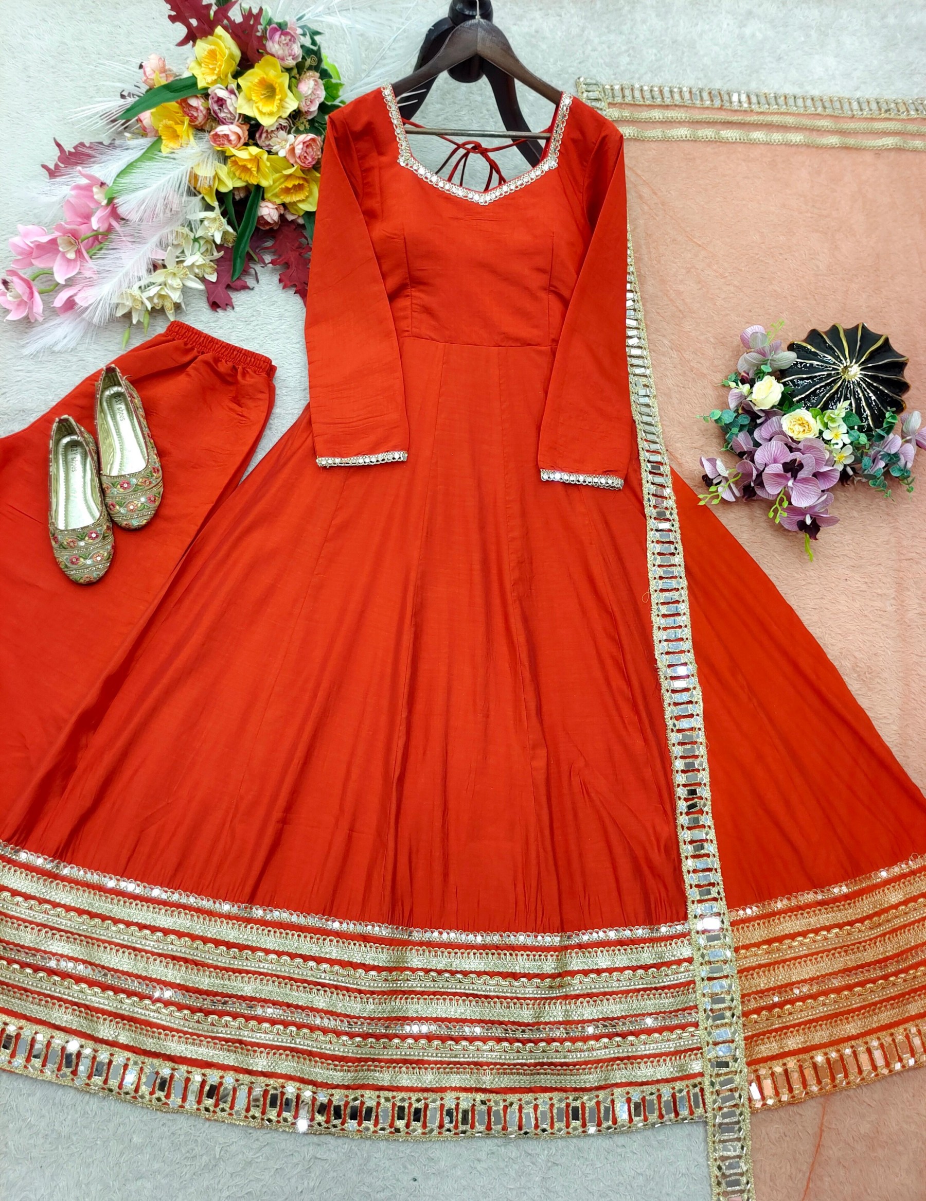 Trending Roman Silk | Mirror Work | Ready to Wear