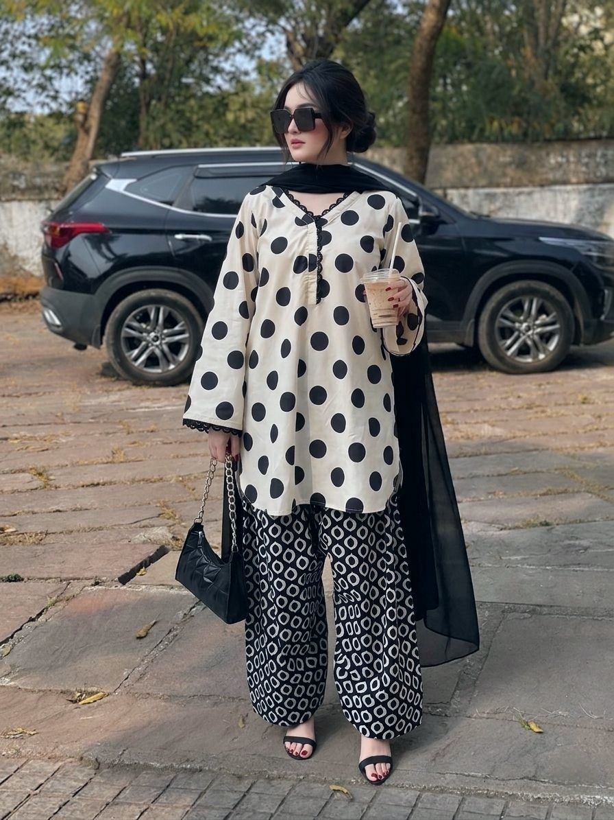 New Launch | Imported Satin Polka Dot Series | Ready Made