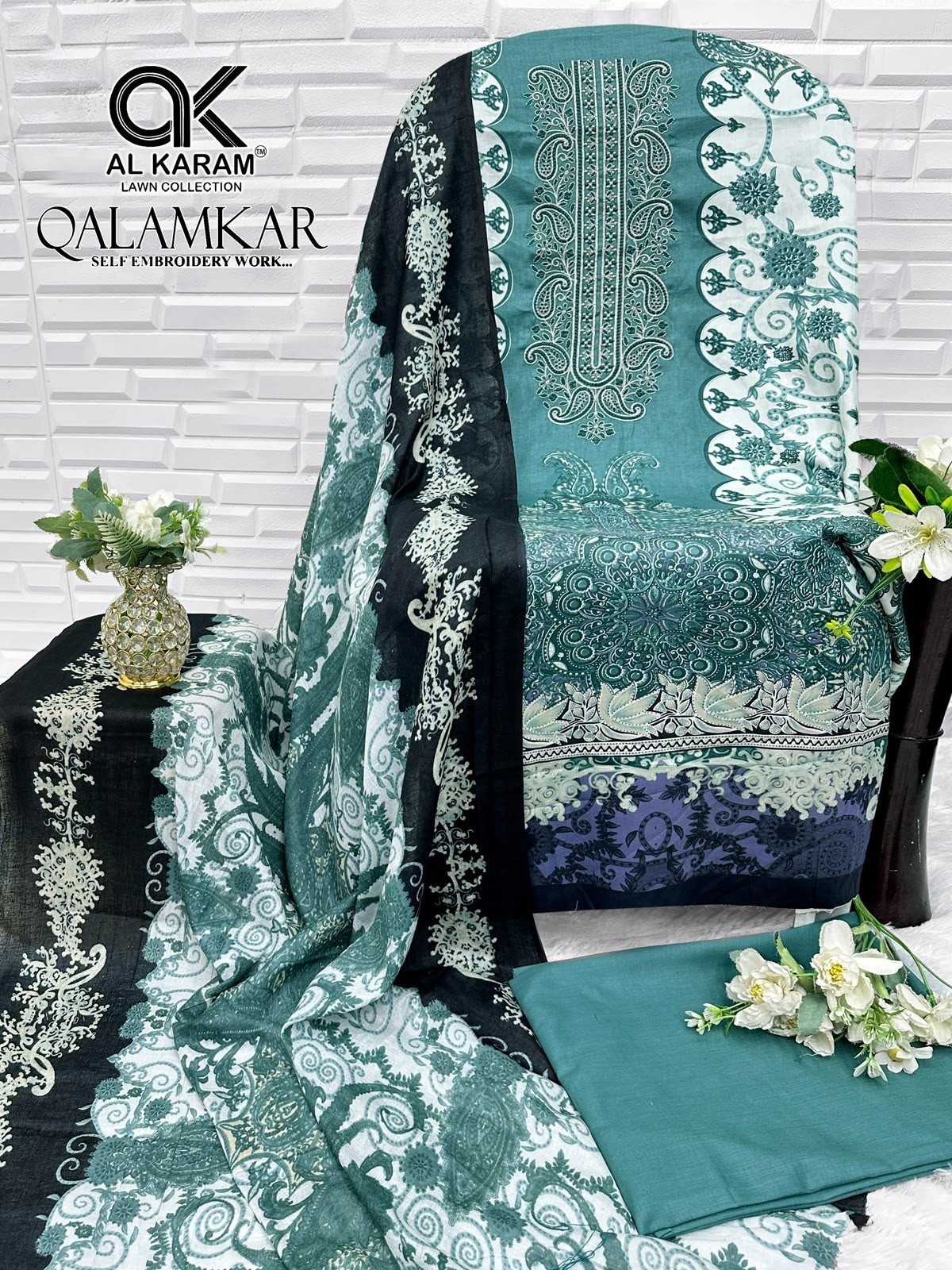 AL KARAM Lawn Collection | Qalamkar Self Embroidery