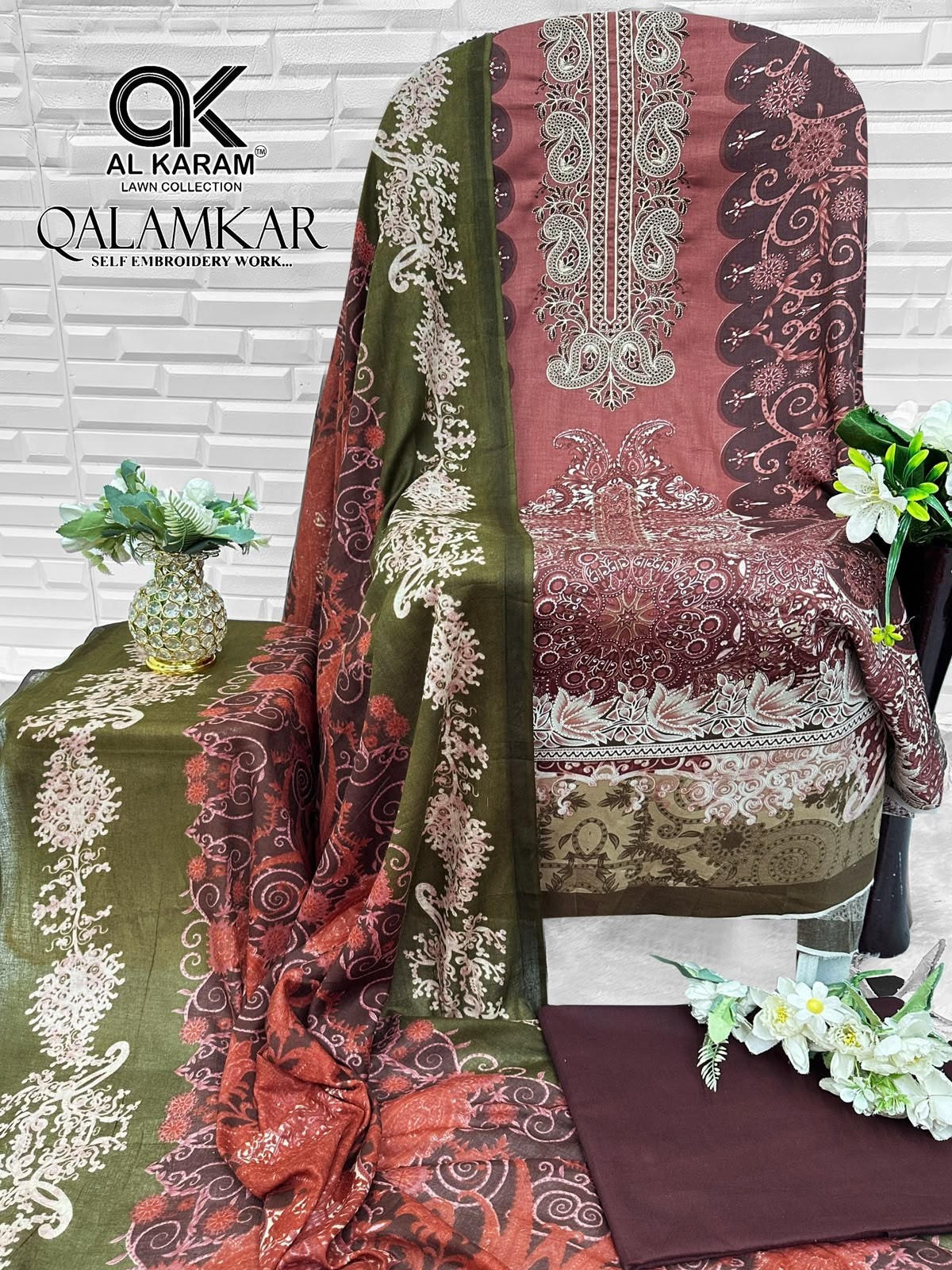AL KARAM Lawn Collection | Qalamkar Self Embroidery