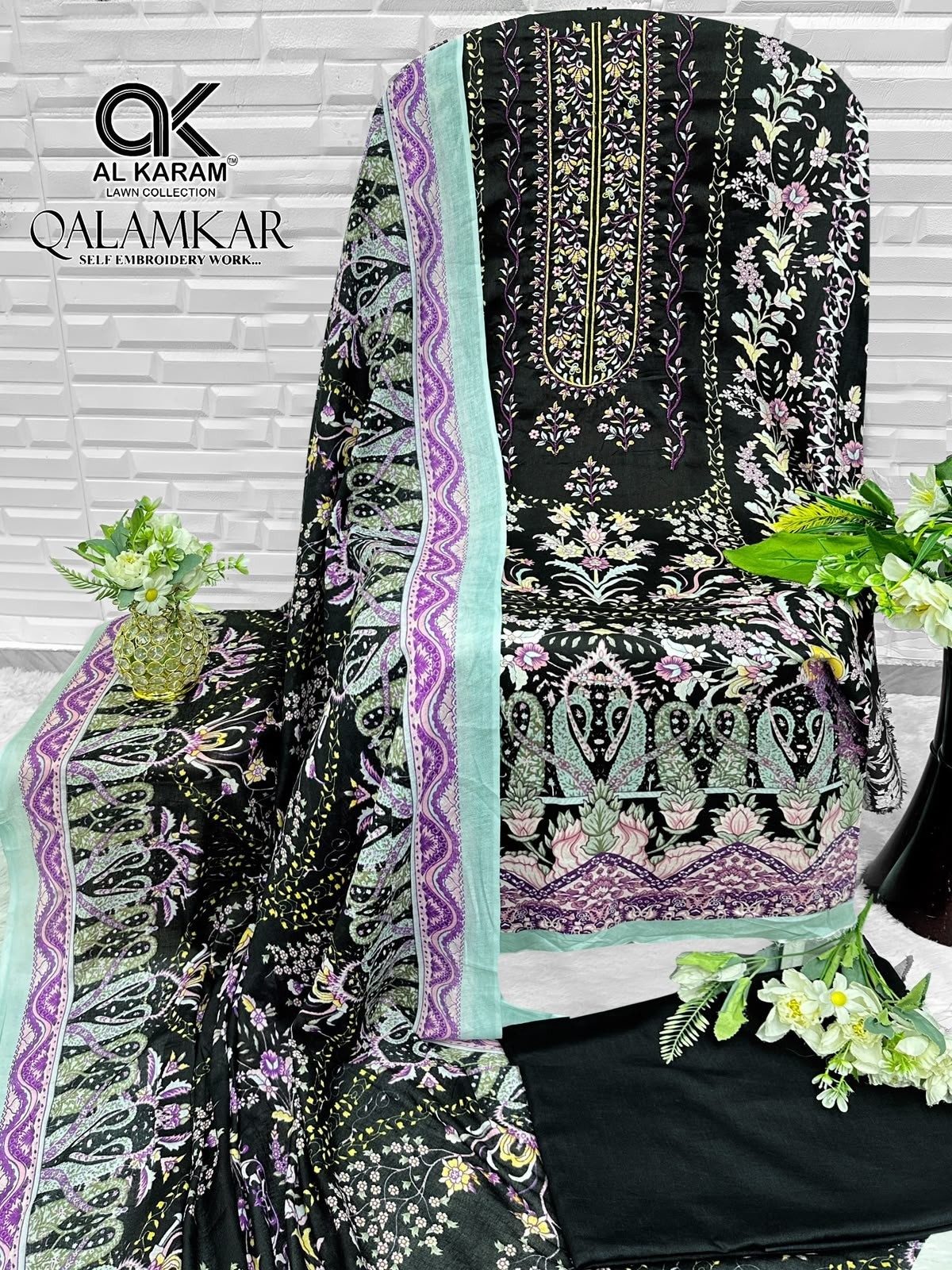 AL KARAM Lawn Collection | Qalamkar Self Embroidery