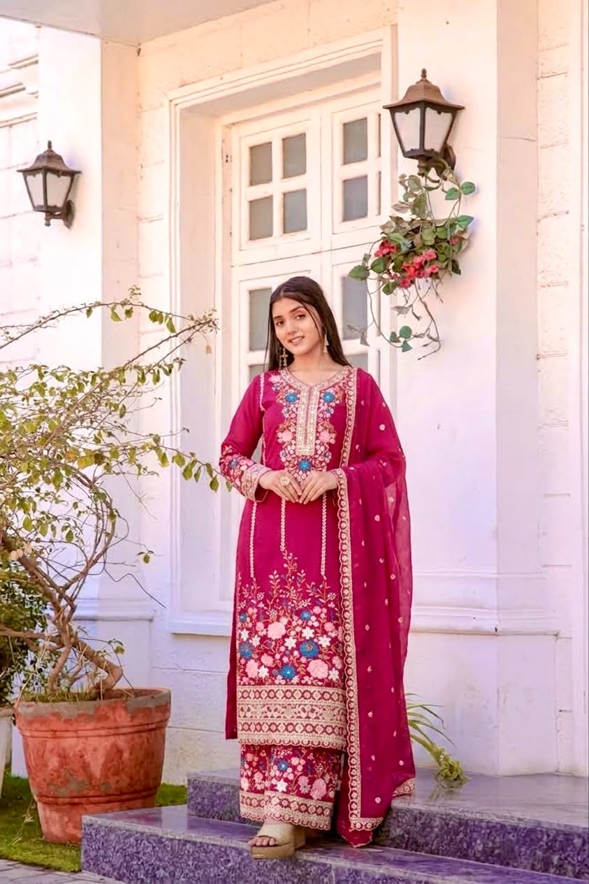 AD140 | Designer Chinon Silk Party Wear