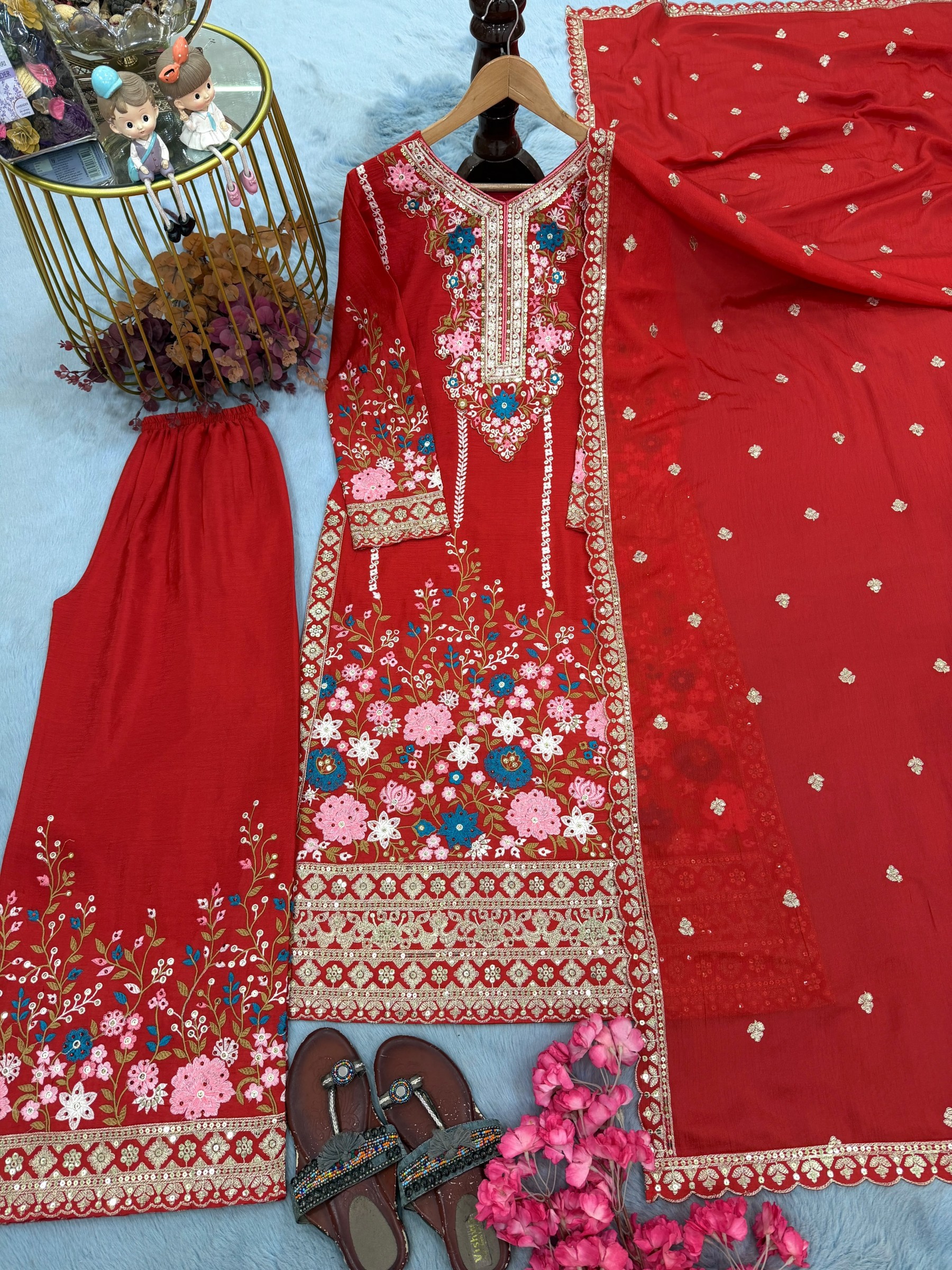 AD140 | Designer Chinon Silk Party Wear