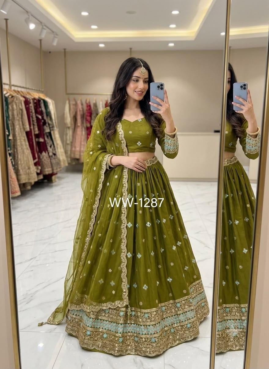 WW-1287 | Pure Fendy Silk Designer Lehenga