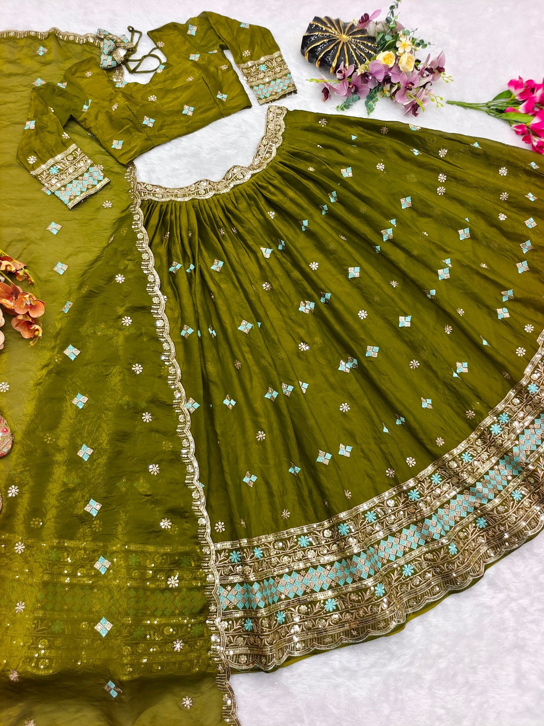 WW-1287 | Pure Fendy Silk Designer Lehenga