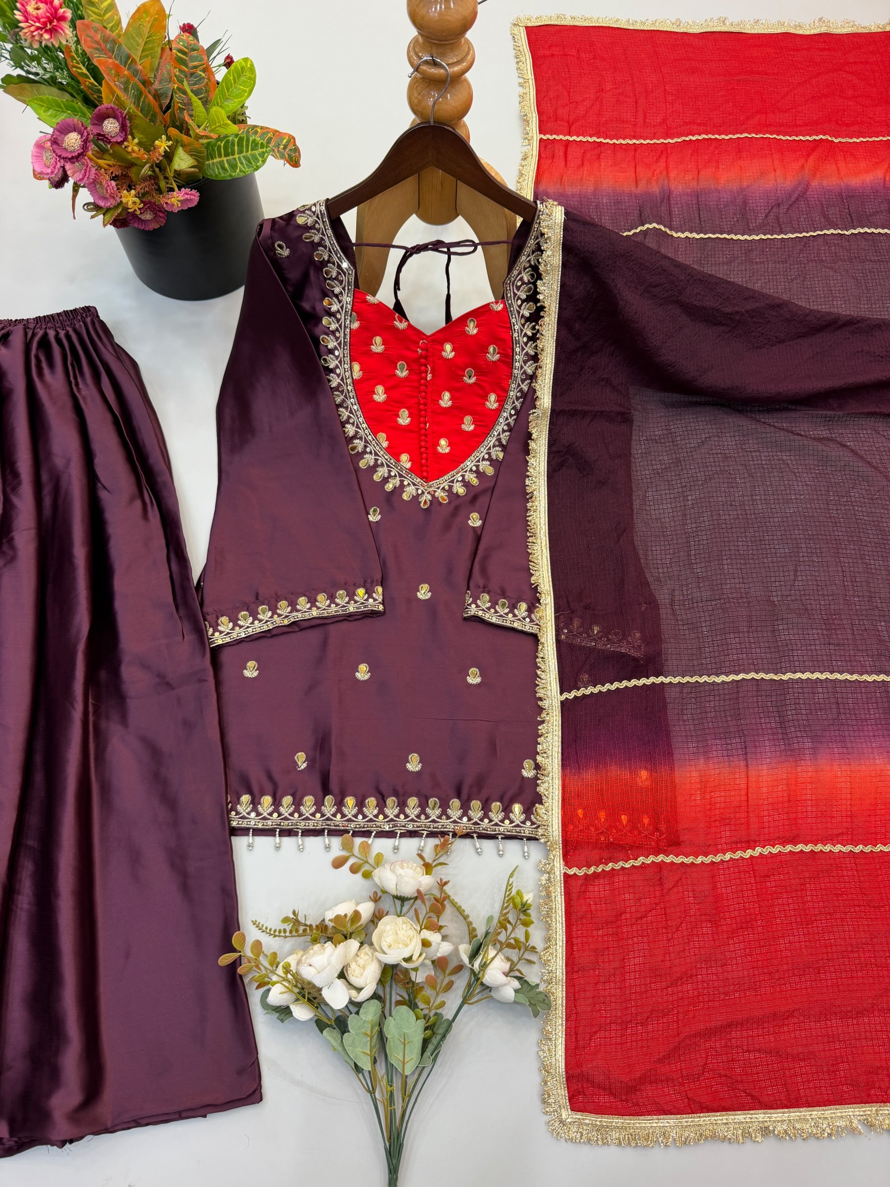 ZSR-3188 | Real Mirror Work Designer Set