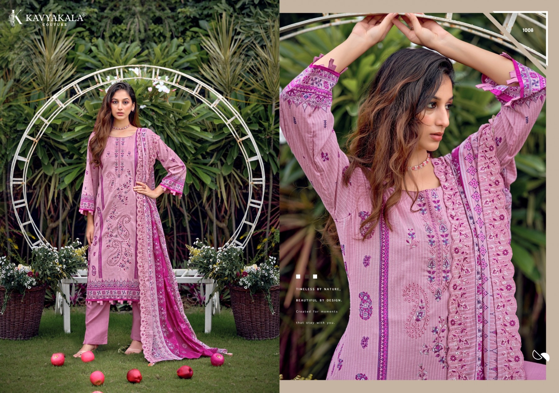 Shop KAVYA KALA BIN SAEED Vol-12 Pure Cambric Cotton Suit with Digital Style Print, Embroidery, Dyed Cotton Bottom and Pure Mal Cotton Dupatta.