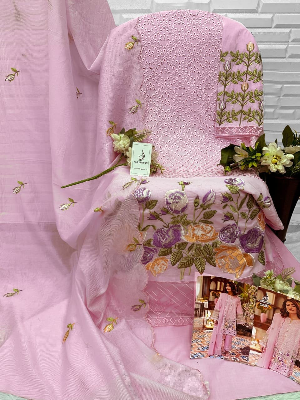 Pakistani Cotton Embroidered Suit