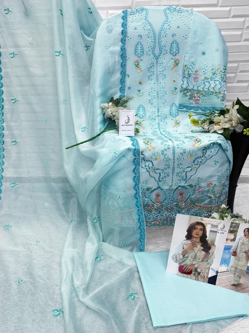 Pakistani Cotton Embroidered Suit