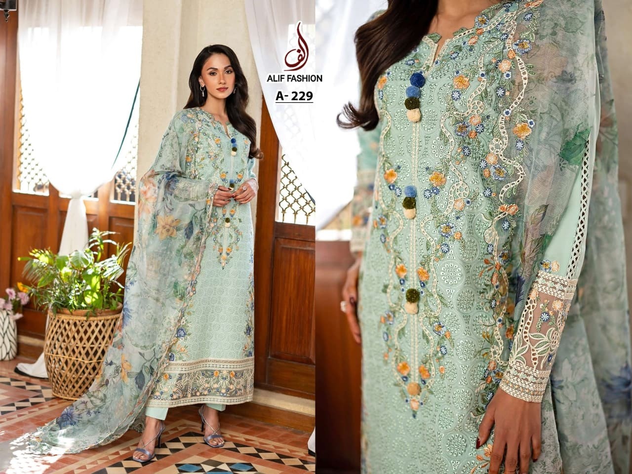 Pakistani Cotton Embroidered Suit