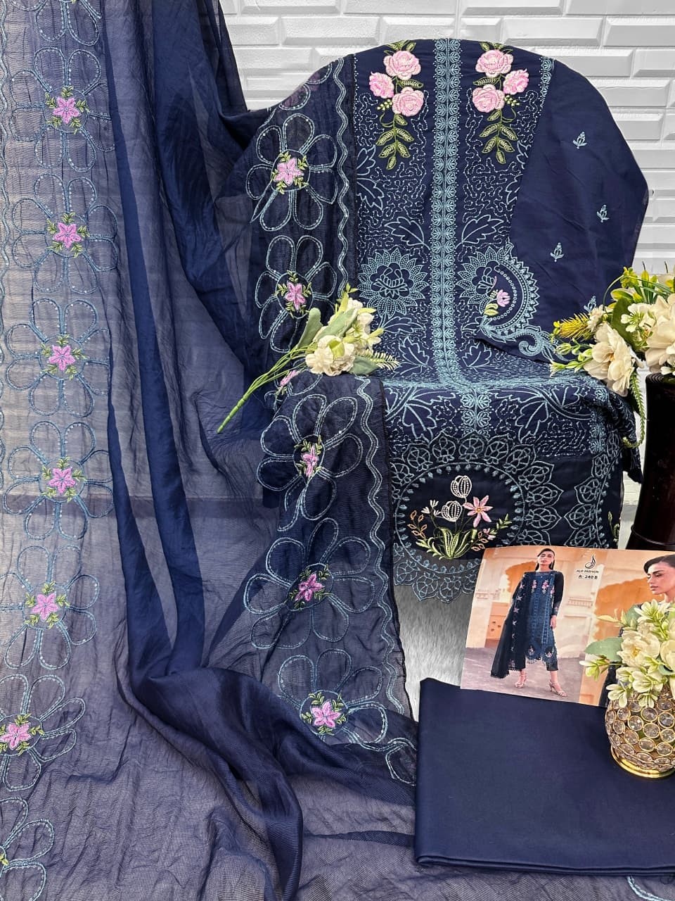 Pakistani Cotton Embroidered Suit