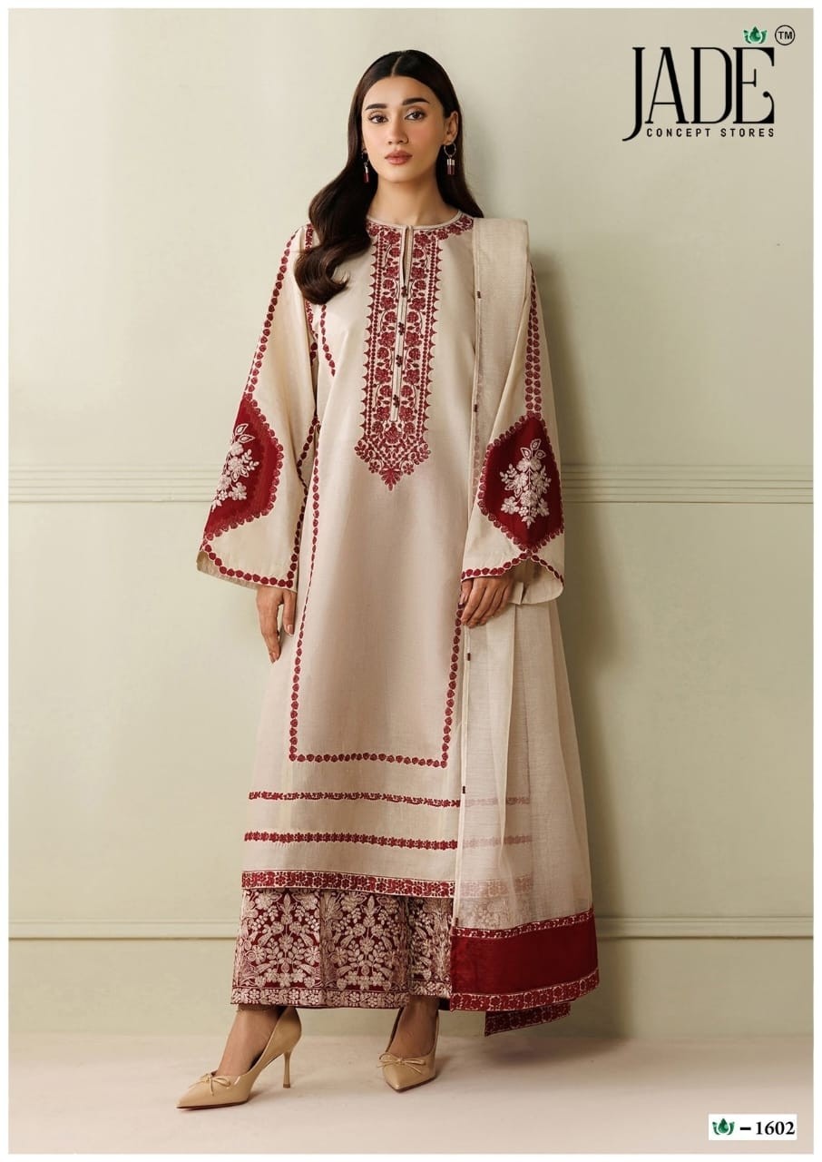 Jade Crimson Vol 16 Exclusive Heavy Lawn Collection Pakistani Karachi Printed Suit Full Set Wholesale Price