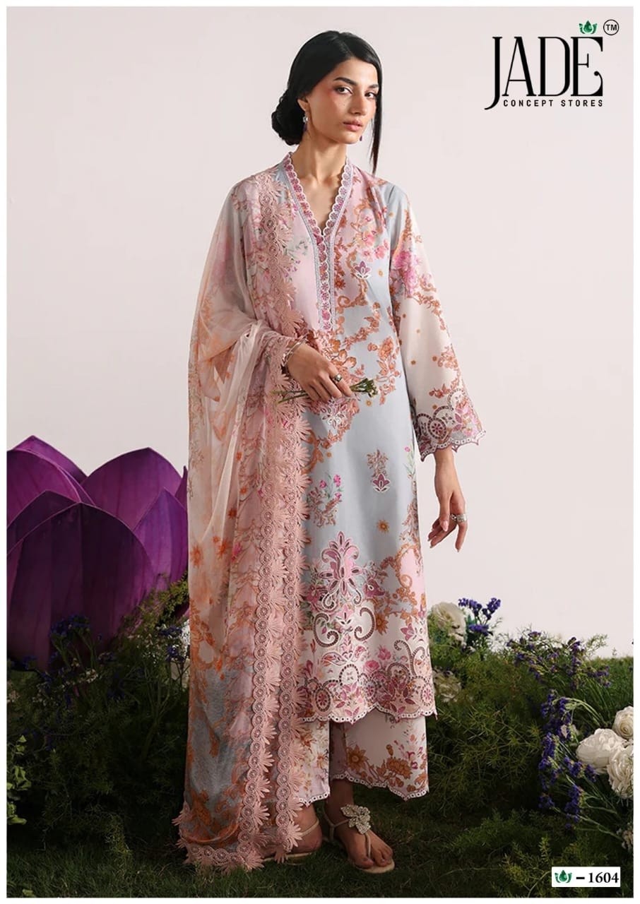 Jade Crimson Vol 16 Exclusive Heavy Lawn Collection Pakistani Karachi Printed Suit Full Set Wholesale Price
