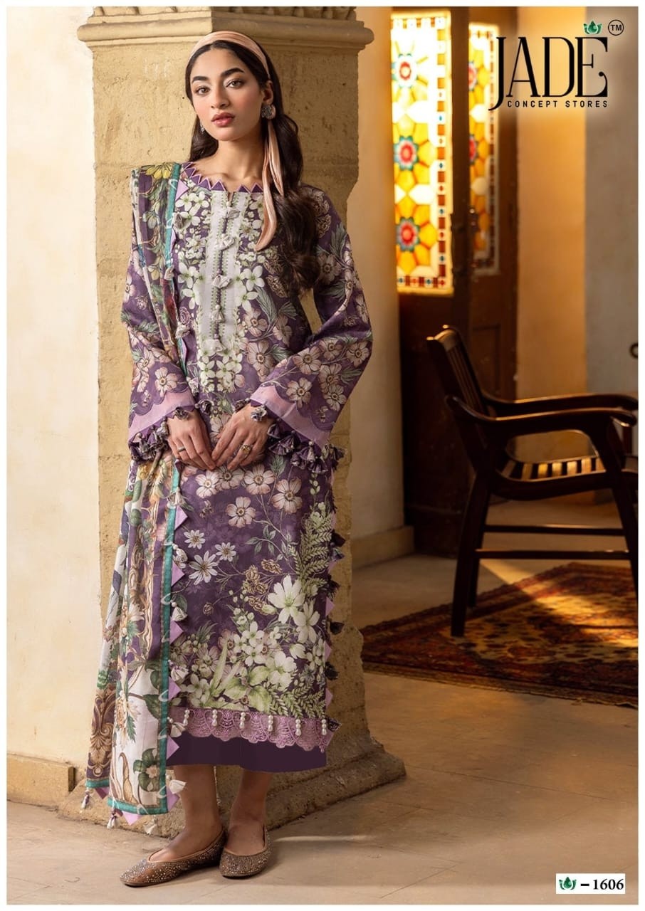 Jade Crimson Vol 16 Exclusive Heavy Lawn Collection Pakistani Karachi Printed Suit Full Set Wholesale Price
