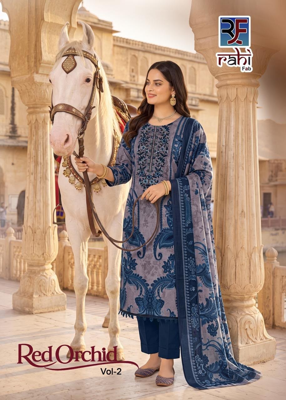 RAHI FAB – RED ORCHID VOL-2 Lawn Collection